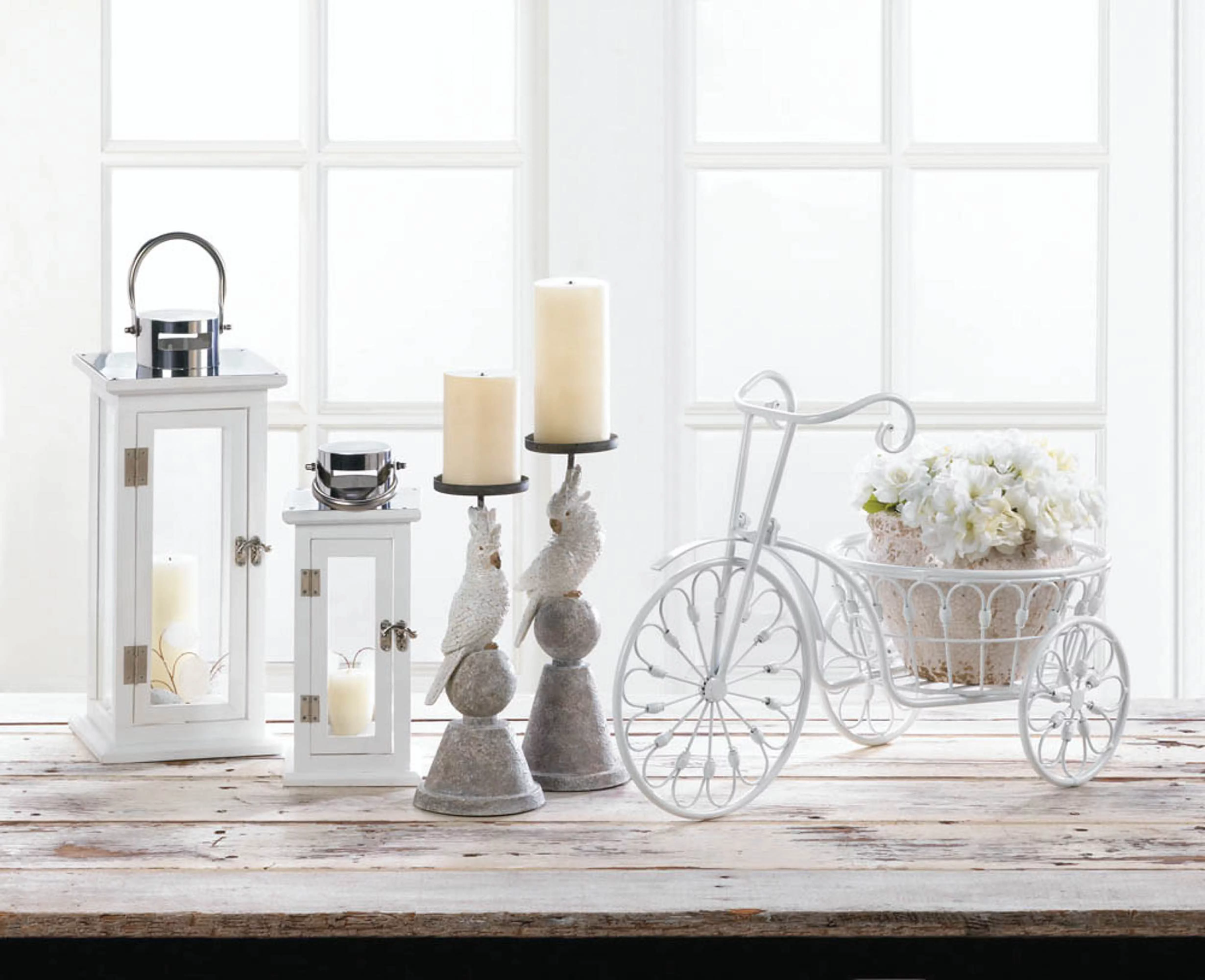 Zingz & Thingz White Metal Bicycle Planter in White