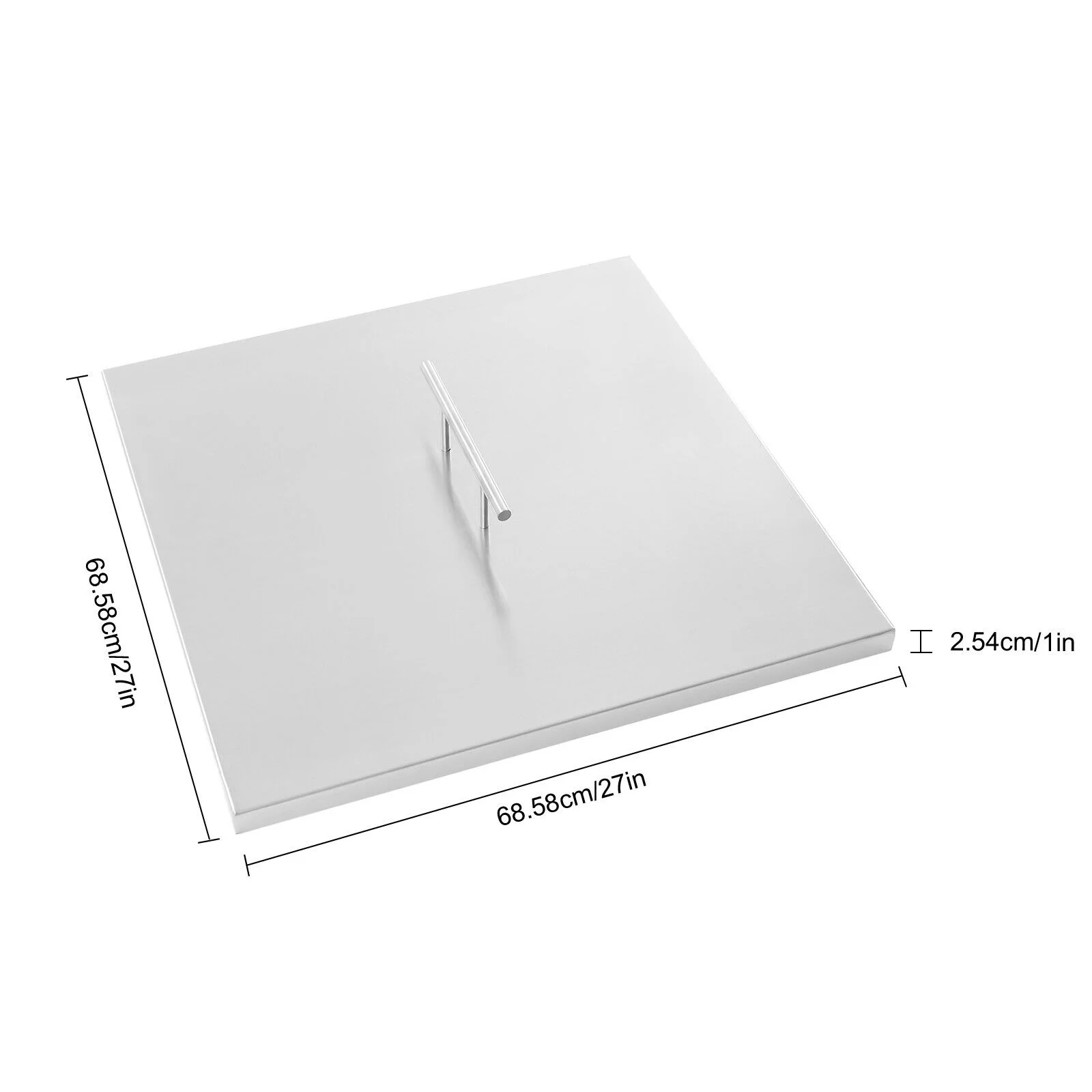 27*27in Square Indoor Outdoor Fire Pit Square Lid Stainless Steel Fire Pit Cover w/Handle