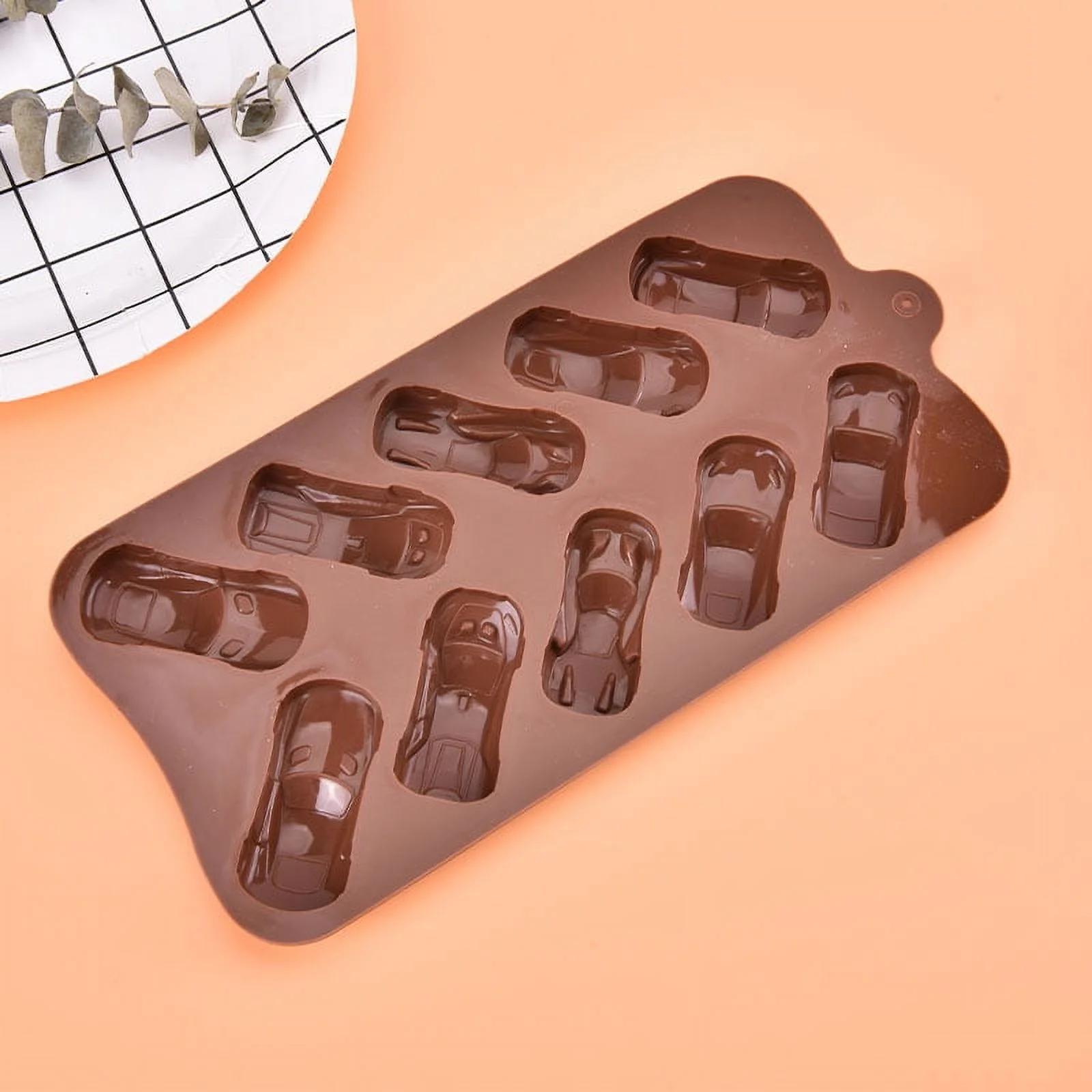 New Chocolate Molds Silicone Cake Mold 10 Cavity Car Shape Wedding Candy Baking