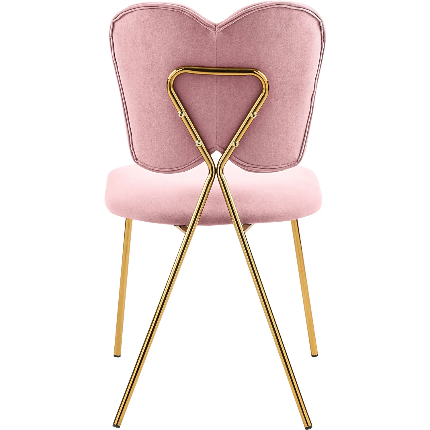 Maykoosh Handcrafted Haven Velvet Upholstered Dining Chair with Butterfly Shaped Back and Sturdy Gold Iron Legs