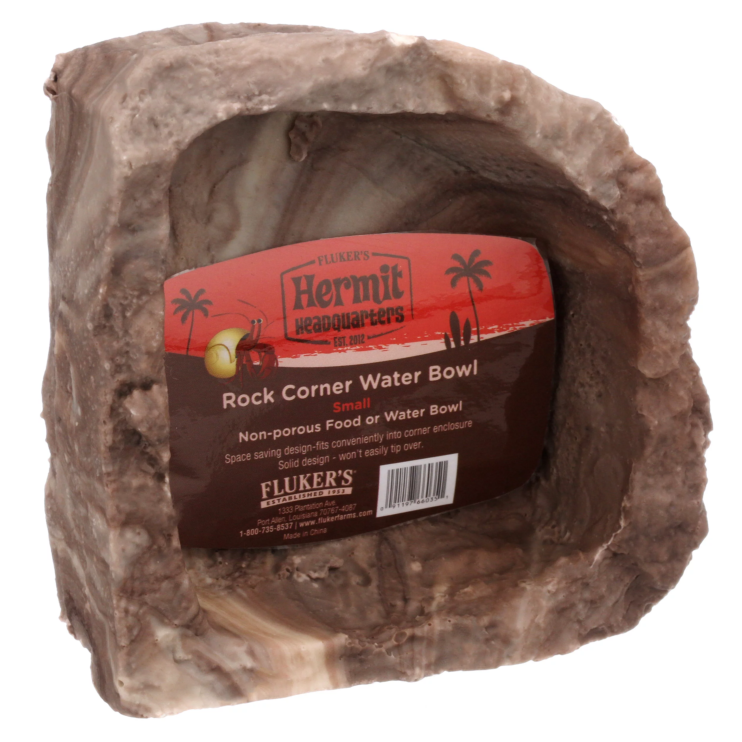 Fluker's Rock Resin Corner Water Bowl for Hermit Crabs, Small