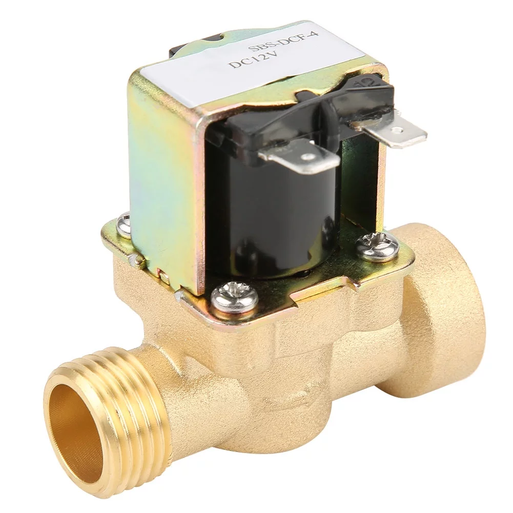 Brass Electric Solenoid Valve - DC 12V DN15 G1/2 Normal Closed Pilot-operated Water Inlet Electric Solenoid Valve 0.02-0.8Mpa 5.2W for Water Supply Applications