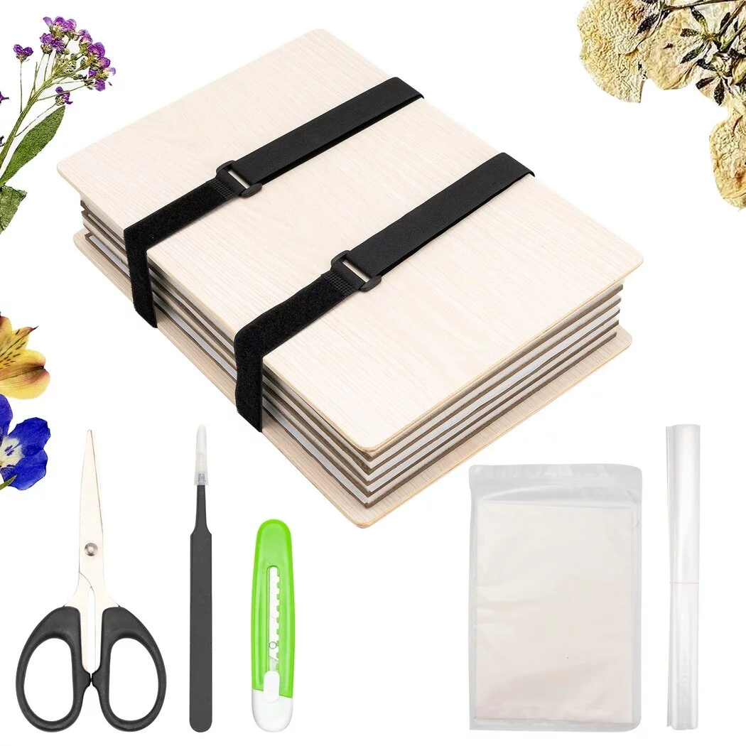 Flower Press Kit for adults, 9.1 x 12.6 Inch Large Plant Pressing Kit for Pressed Flowers Plants Leaves, 6 Layers Nature Specimen Making Press with Tools, Great Gift for Crafts Lovers
