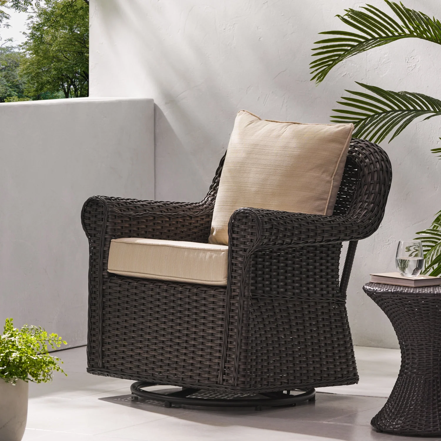 Comfortable and Stylish AMAYA Swivel Rocker Chair for Cozy Relaxation at Home or Outdoors in Modern Design with Soft Cushions