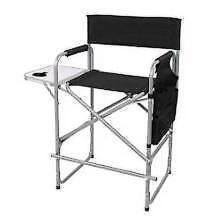 Tall Directors Chair Black Aluminum Folding Chair Outdoor Indoor With Cup Holder
