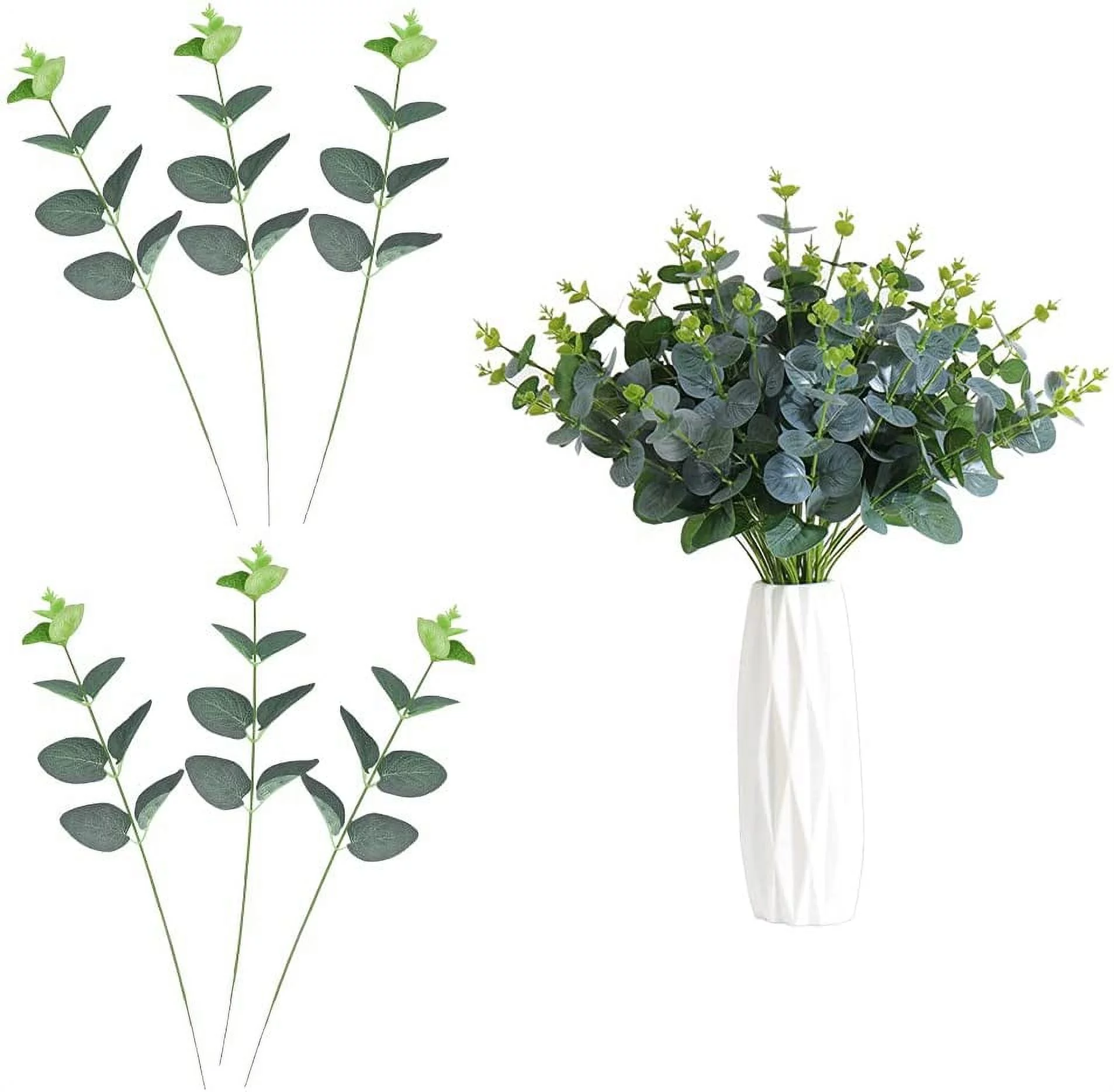 BUZIFU 25 Pcs Artificial Eucalyptus Stems Faux Eucalyptus Branches Artificial Silver Dollar Eucalyptus Leaves Eucalyptus Artificial Flowers Faux Greenery Stems for Wedding Bouquets Flower Arrangement