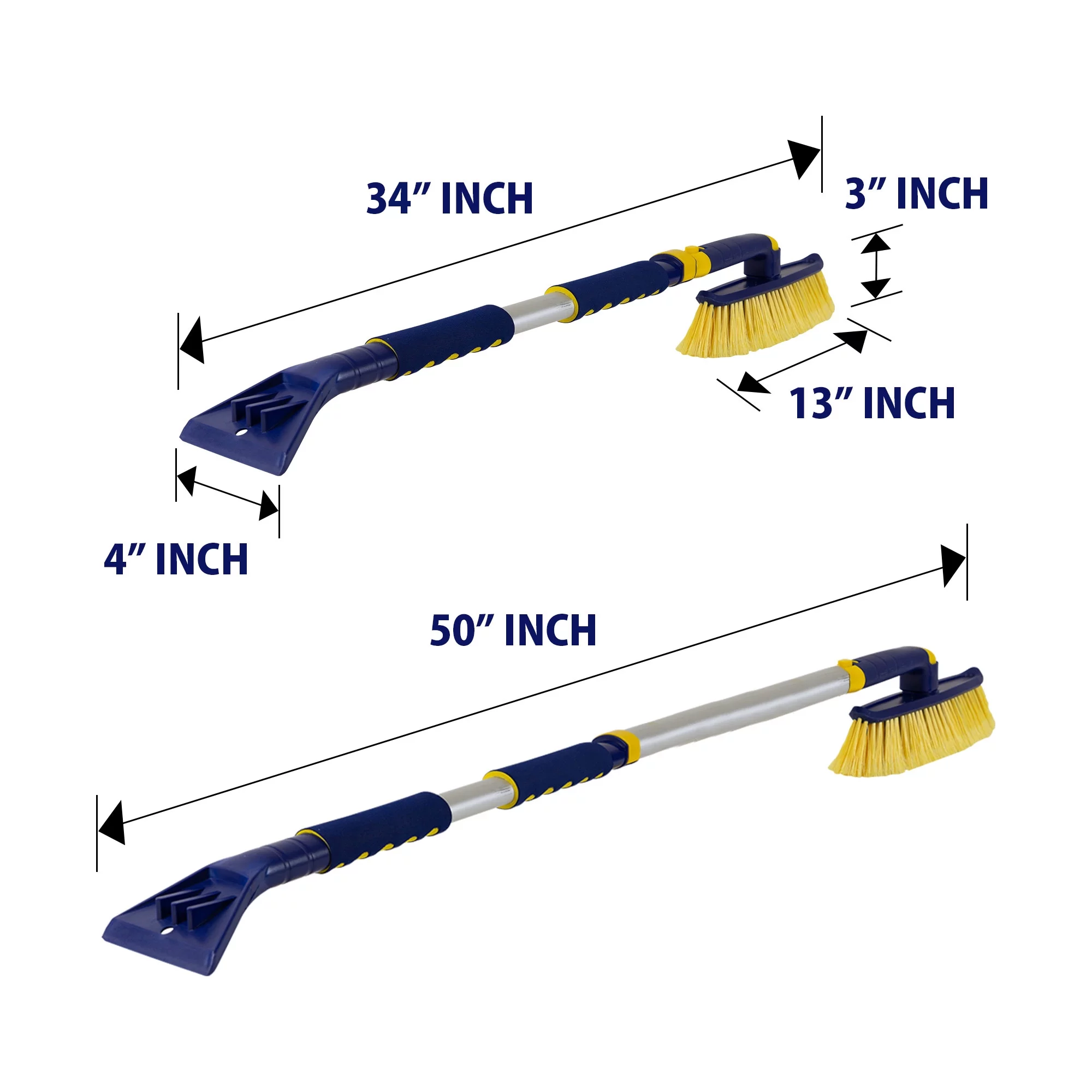 Michelin Hybrid Telescopic 34-50 inch Snow Brush Multi-Tool with Swivel Head
