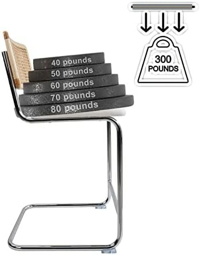 HBBOOMLIFE Black Modern Counter Height  Stools  with Natural Rattan Cane and Solid Wood Backs  24 Inch Upholstery with Metal Chrome Legs Mid Century  Chairs