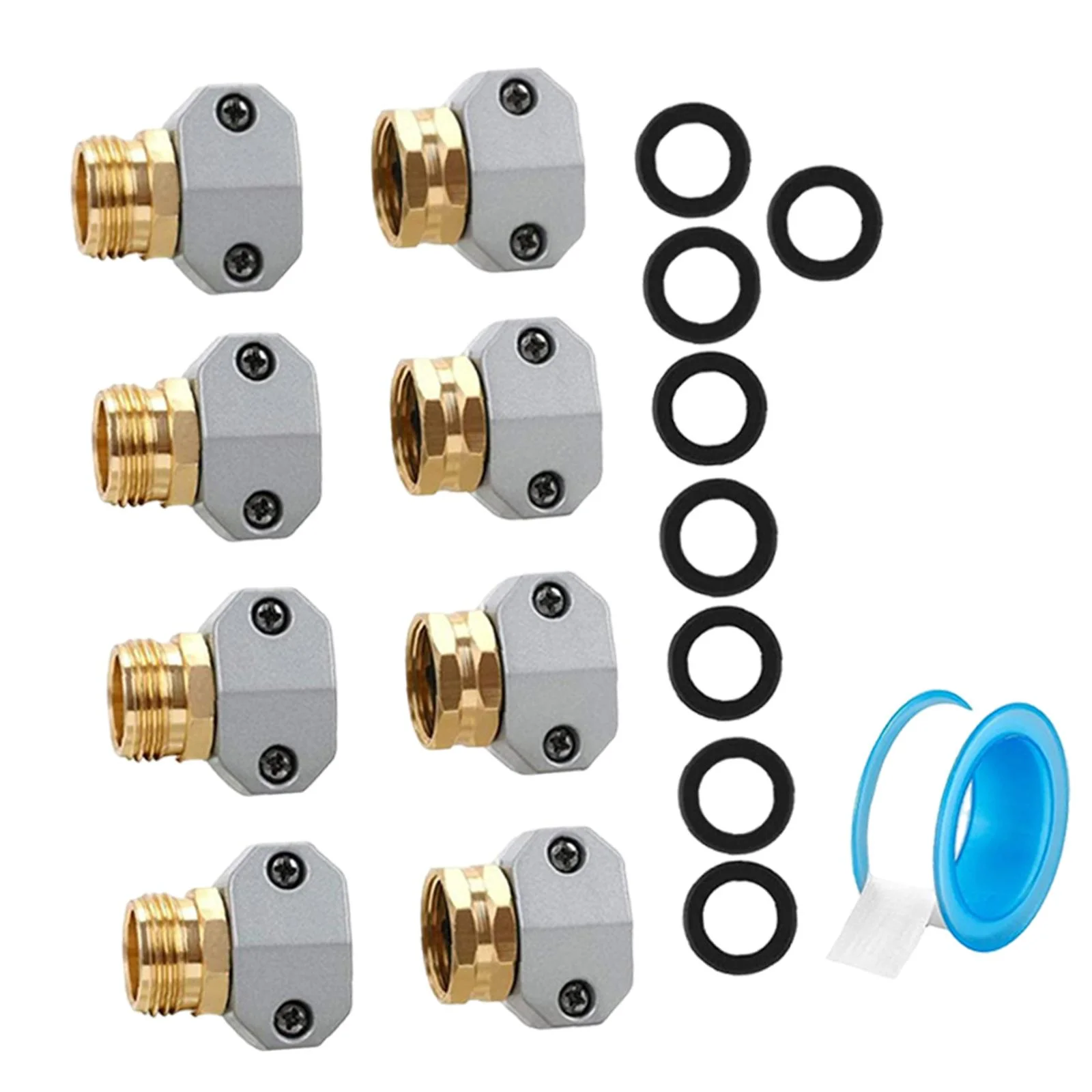 jicheng Garden Hose Repair Set Garden Hose Repair Fittings Fit 3/4 inch and 5/8 inch Hoses with Rubber Washers Garden Hose End Mender 4 Sets