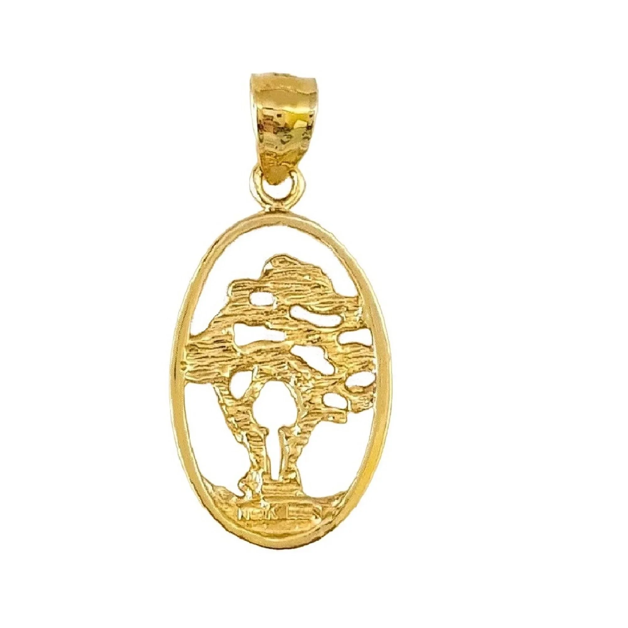 14K Yellow Gold Cedar Tree Pendant