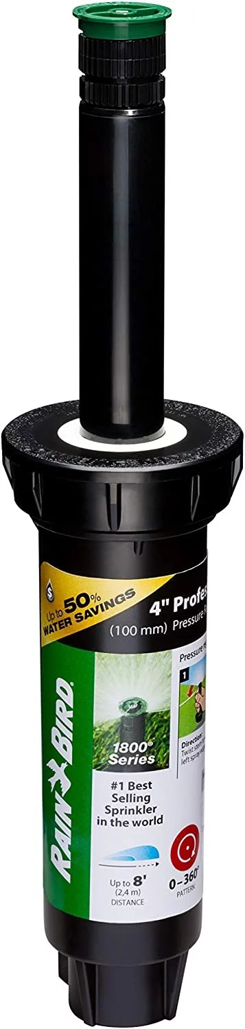 Rain Bird 1804AP4PRS Pressure Regulating Professional PRS pop-up Sprinkler, Black