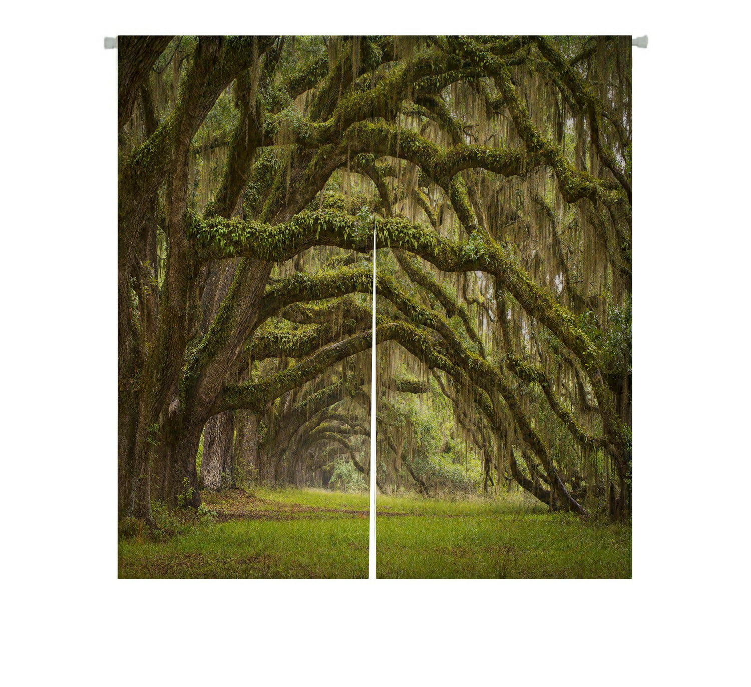 ABPHQTO Oaks Avenue Plantation Live Oak Trees Forest Landscape Japanese Noren Curtain Doorway Door Window Treatment Curtains Cotton Linen Curtain 85x90 cm