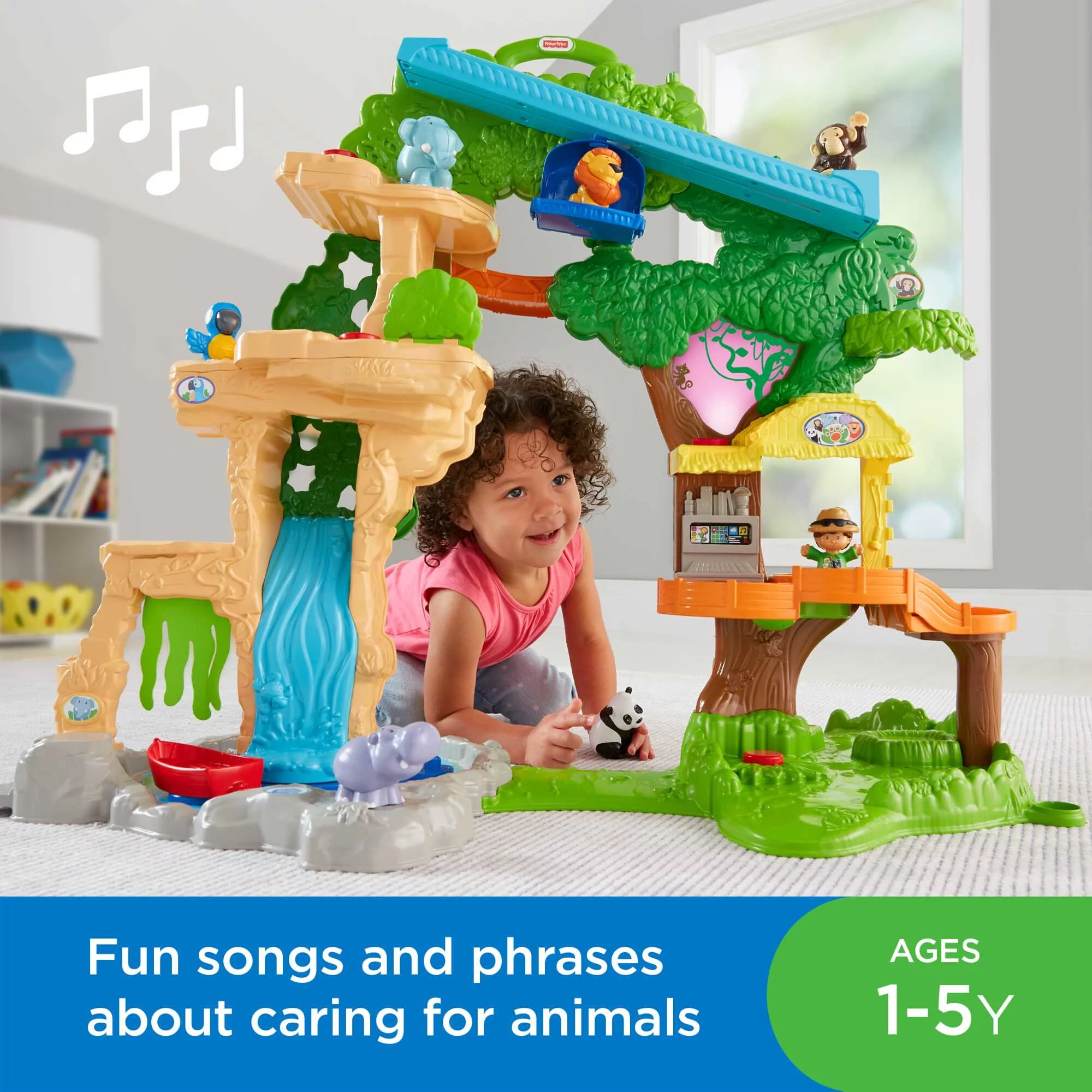 Fisher-Price Little People Animal Playset with Lights & Sounds, Share & Care Safari, Toddler Toy