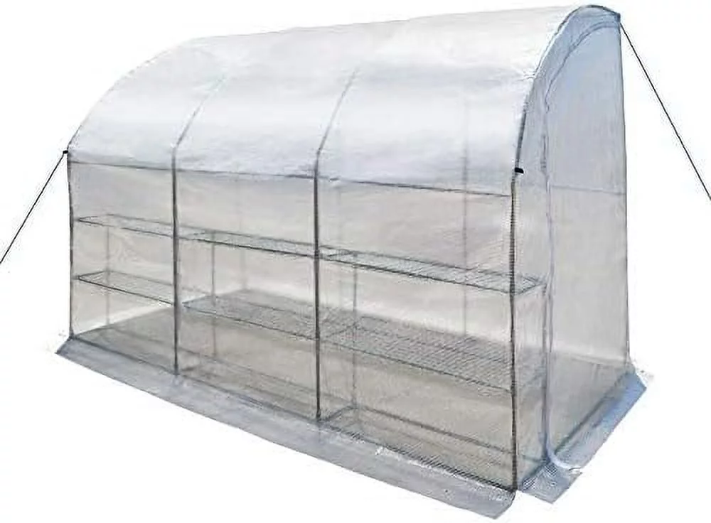 new large walk-in wall greenhouse 10x5x7'h w 3 tiers/6 shelves gardening (white)