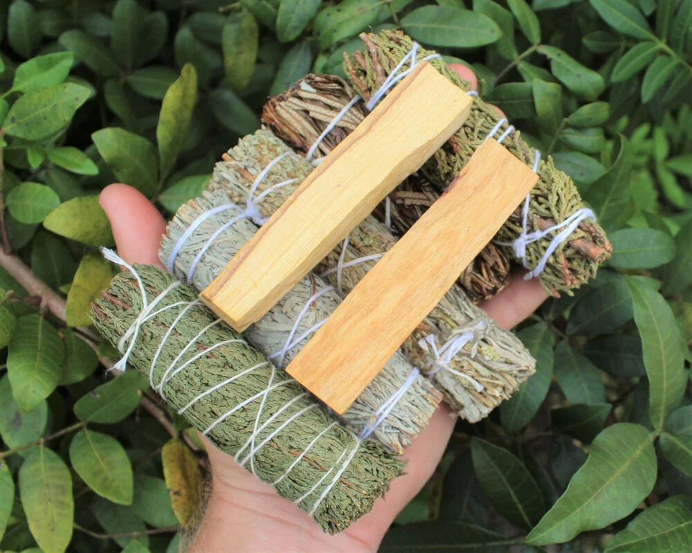 Palo Santo & Sage Smudge Stick SAMPLER Set Blue Black Cedar Juniper Yerba