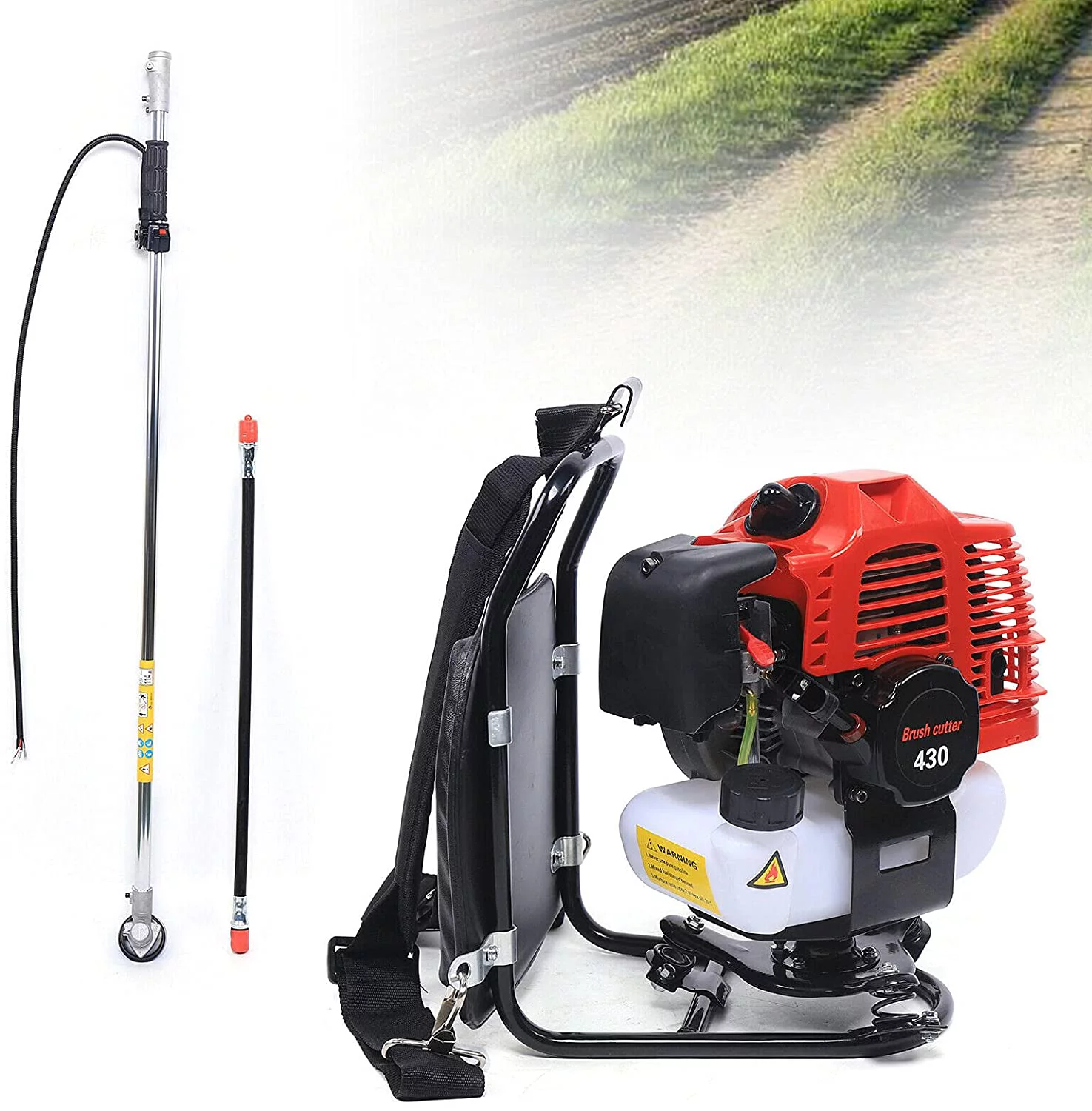 Fetcoi Tiller Cultivator, 52CC 1.7HP 2 Stroke Gas Powered Backpack Garden Rototiller Cultivator Hedge Trimmer Yard Tilling Tool