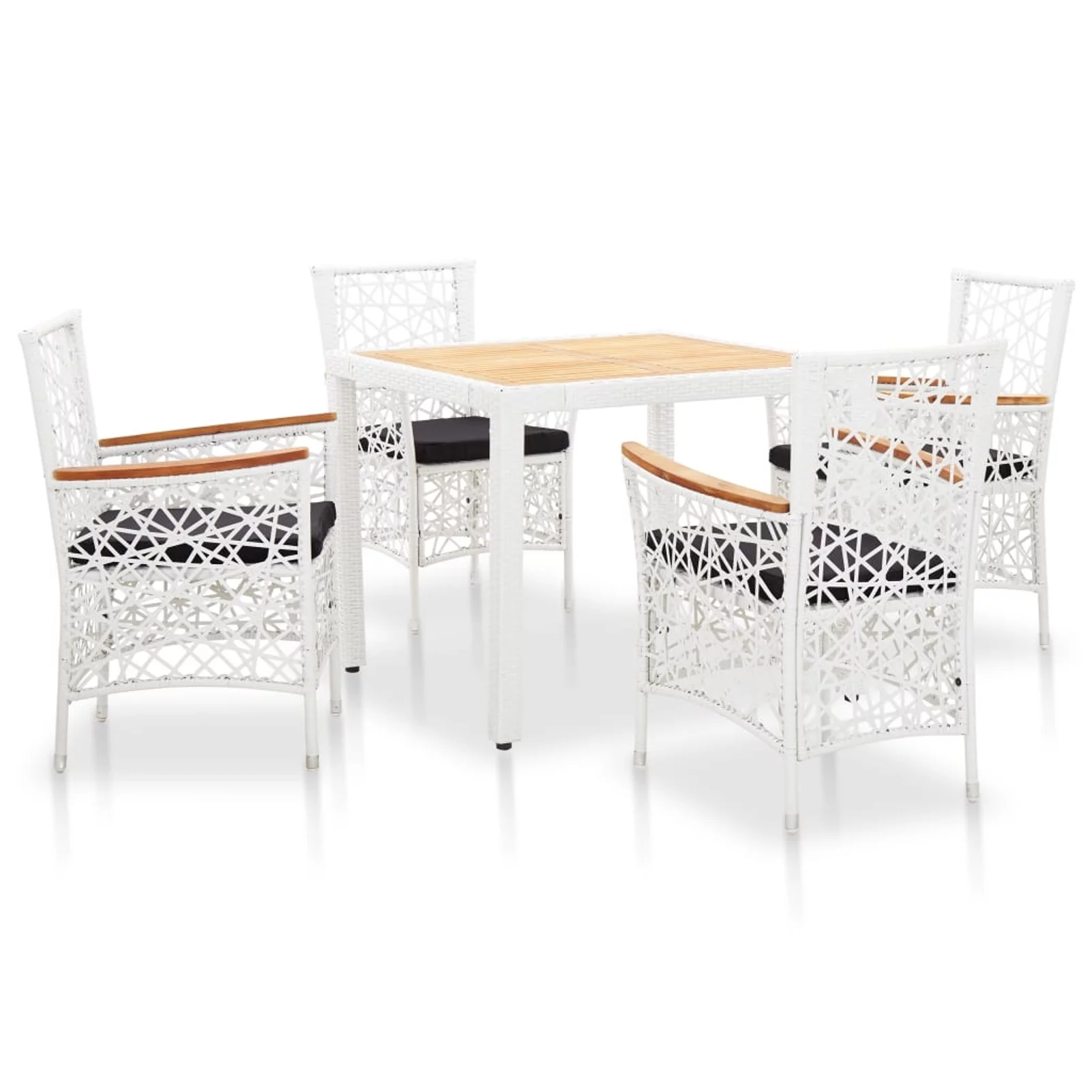 Suzicca 5 Piece Patio Dining Set Poly Rattan White