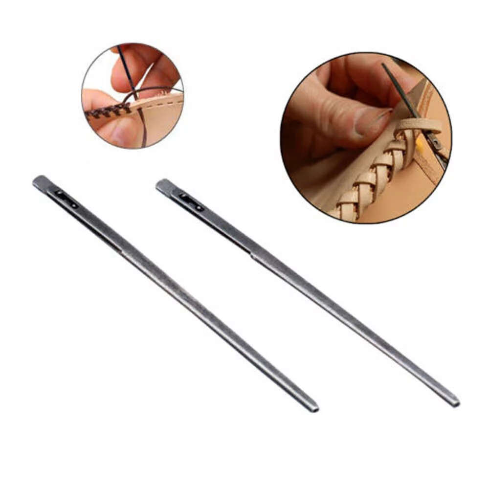 Leather 2-Prong Lacing Needle Rope Lace Needles Leather Sewing Craft Tools 4pcs