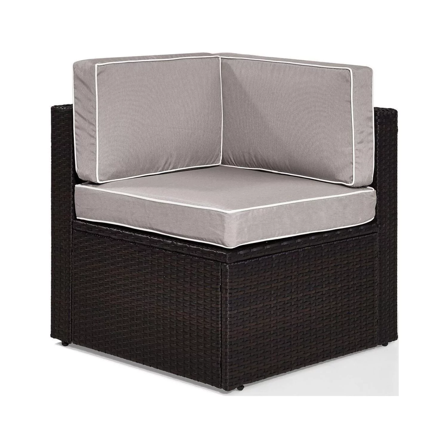 HomeStock Asian Fusion Outdoor Wicker Corner Chair Gray/Brown