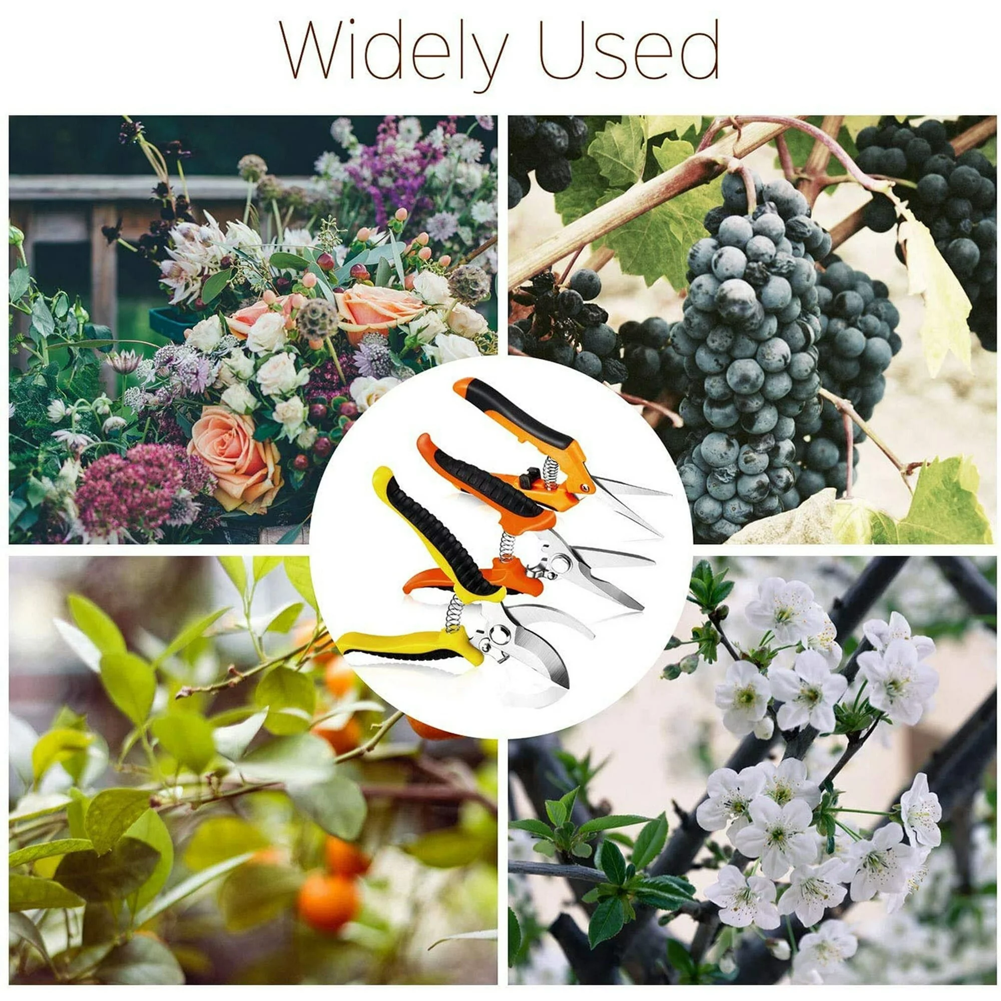 3 Pack Garden Pruning Shears Stainless Steel Blades Handheld Pruners Black