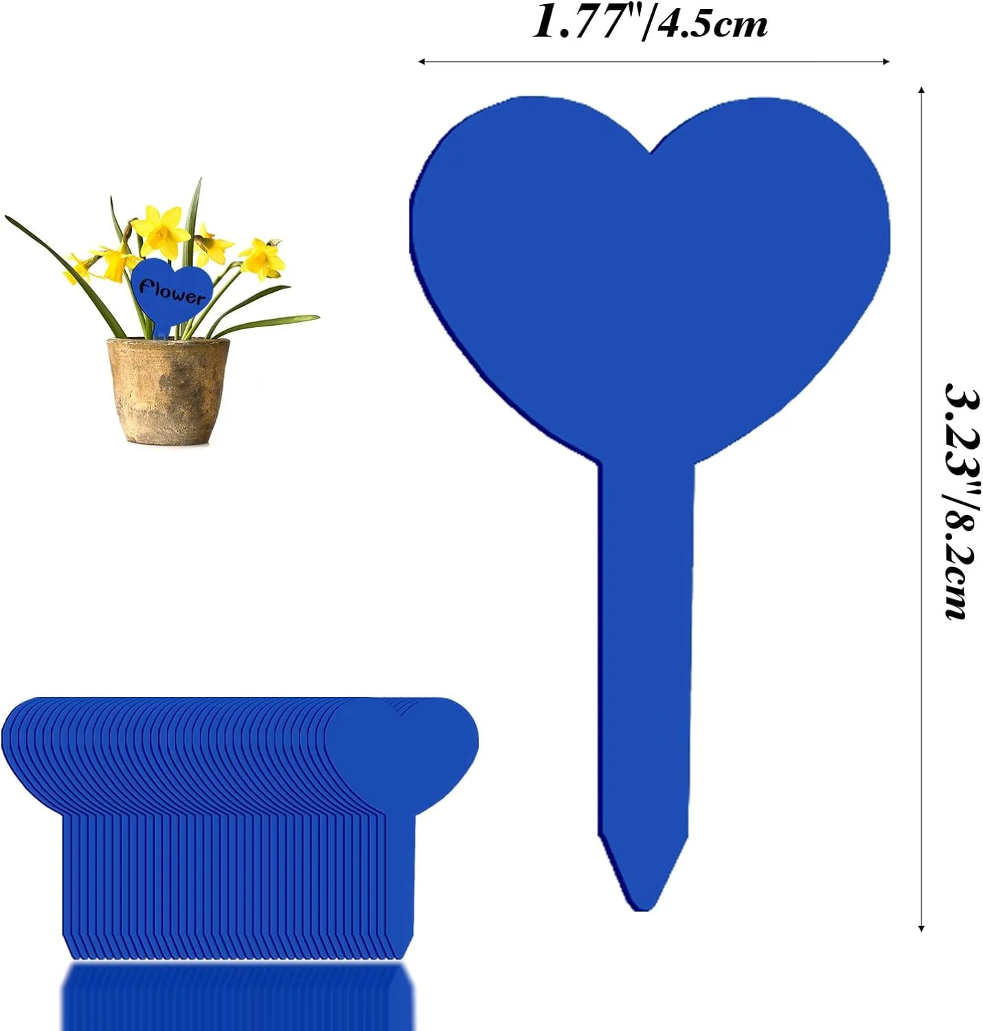 40Pcs Heart Shape Plant Labels Garden Thickened Pot Markers Nursery Flower Herb Tags Plastic Waterproof Anti-UV Sign Stakes