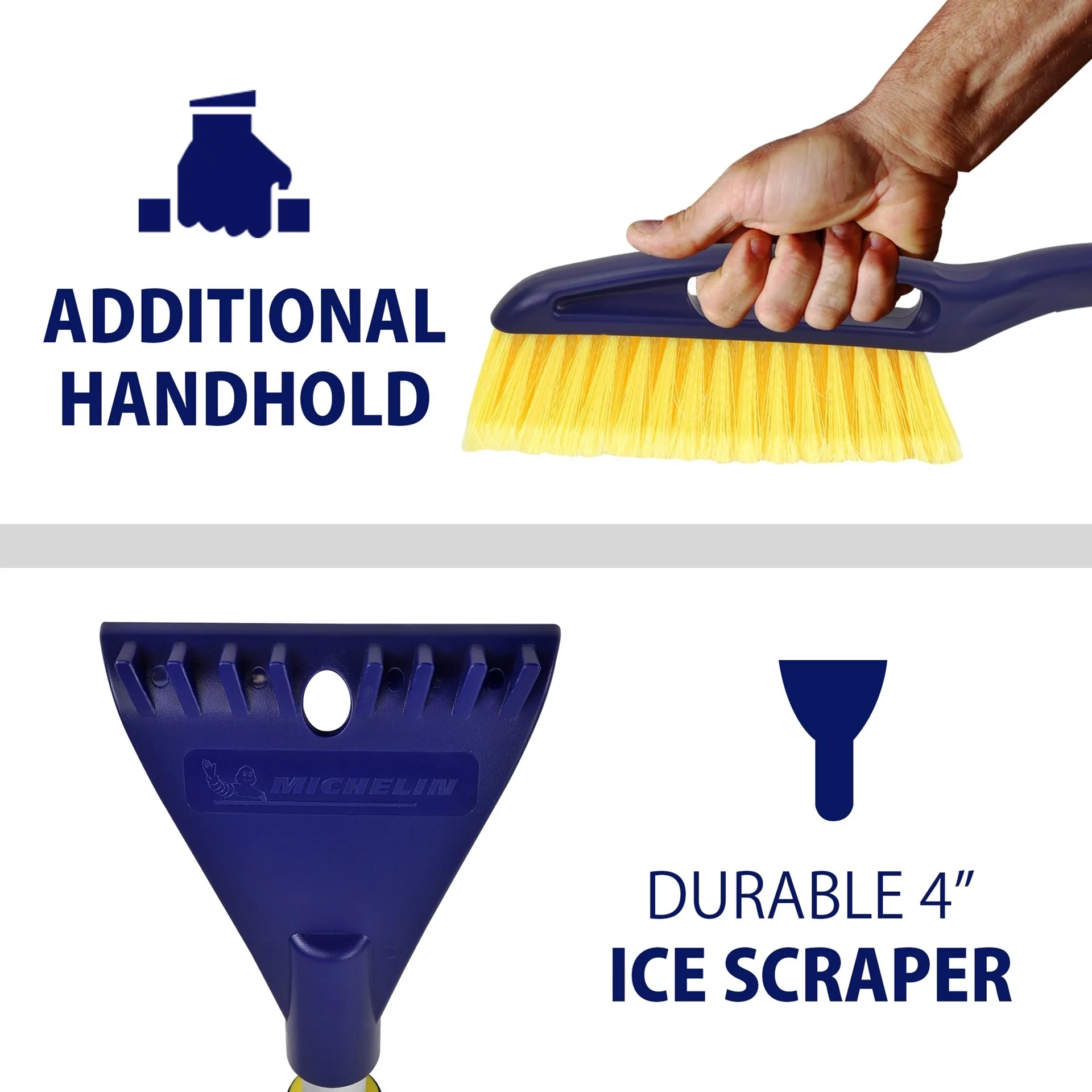 Michelin Heavy Duty 25 inch Snow Brush With Ice Scraper Blue Yellow Pack of 2