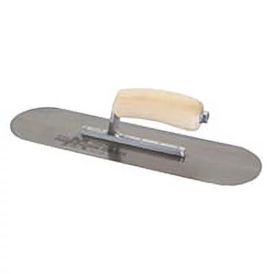 Marshalltown 13110 Pool Trowel, Carbon Steel Blade, Curved Handle, Wood Handle, 3 in OAW