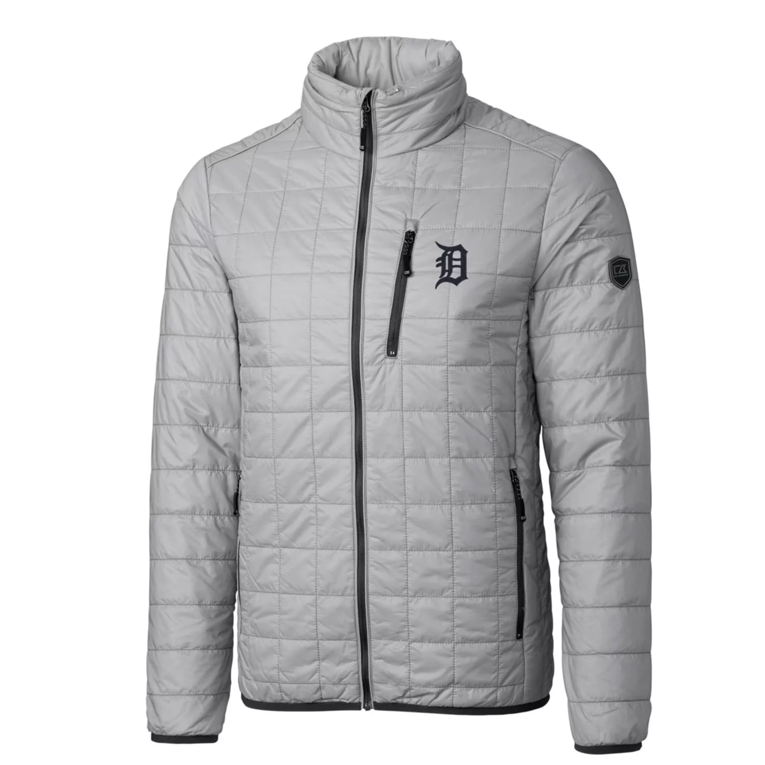 Men's Cutter & Buck Gray Detroit Tigers Rainier Eco Insulated Full-Zip Puffer Jacket