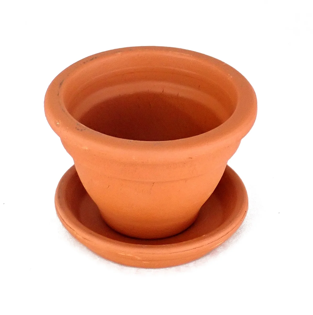 Deroma 211519 3.4 x 0.6 in. Terracotta Clay Round Water-Resistant Saucer, Red