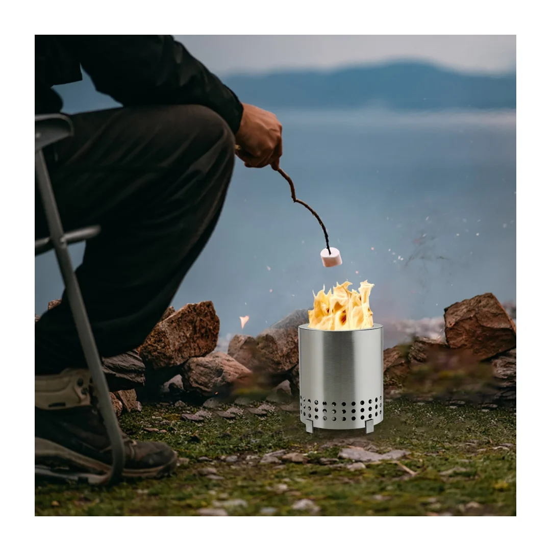 JLLOM fireplace 304 stainless steel hand warmer family outdoor camping MINI portable small fireplace metal spot double layer