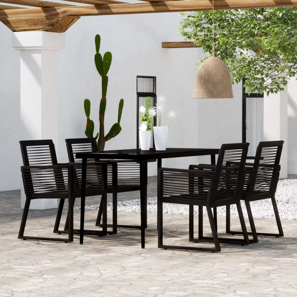 5 Piece Patio Dining Set Black