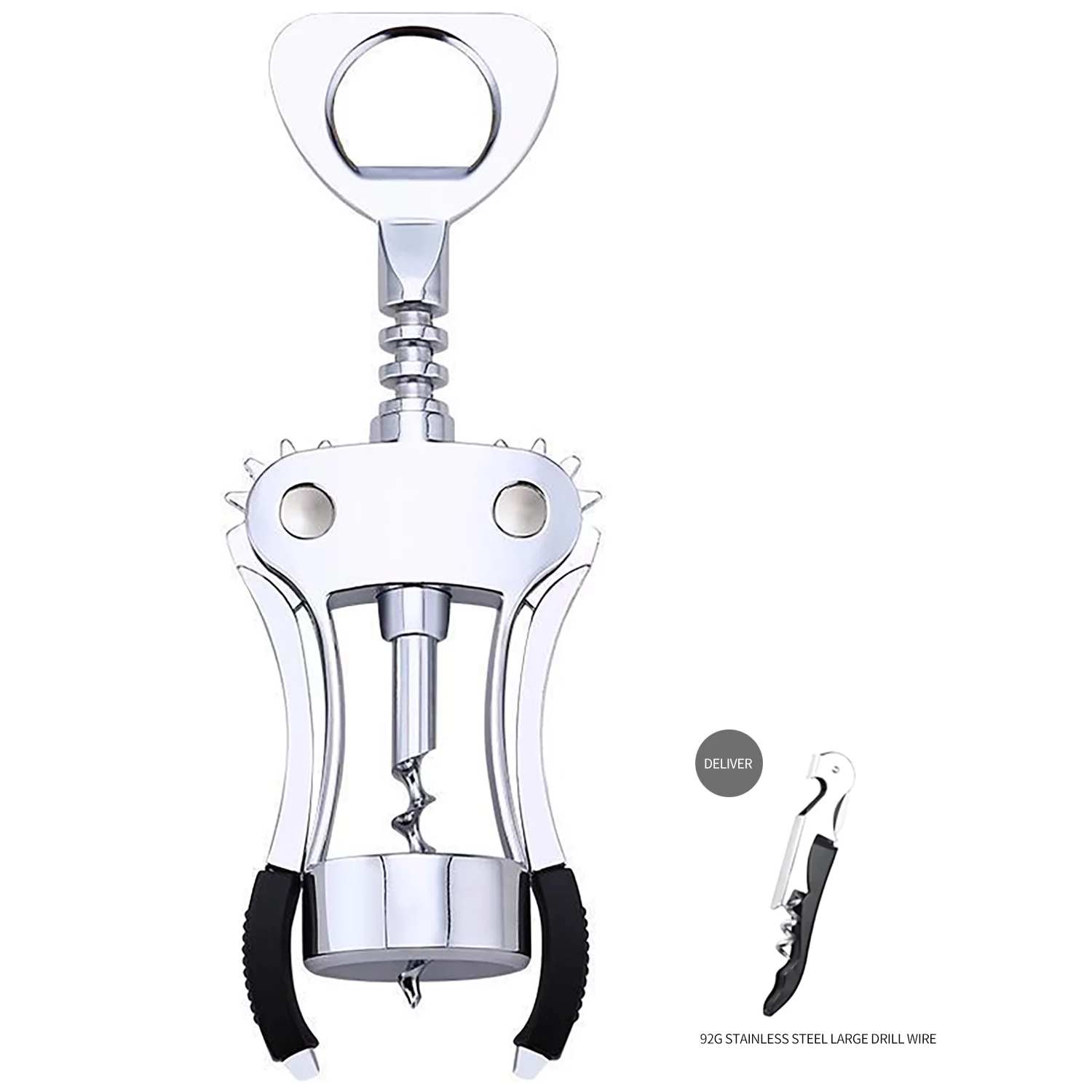 SHX Spiral Wing Corkscrew Zinc Alloy Wine Bottle Opener with 1Pc Silver Wine Bottle Opener (2 Pack)