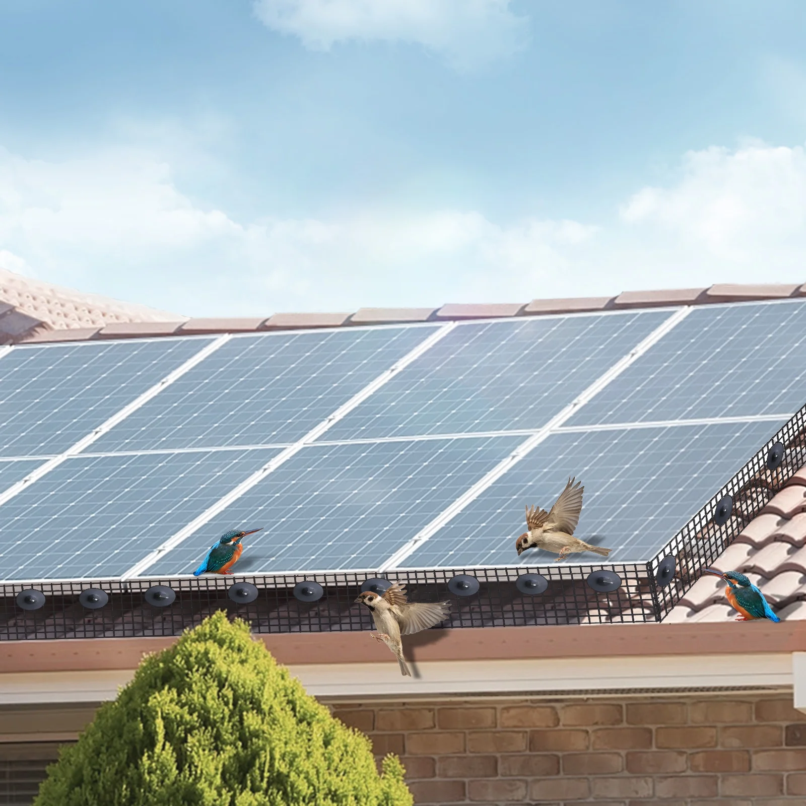 SKYSHALO 8in x 100ft Solar Panel Bird Guard Critter Guard Roll Kit 70pcs Fasteners