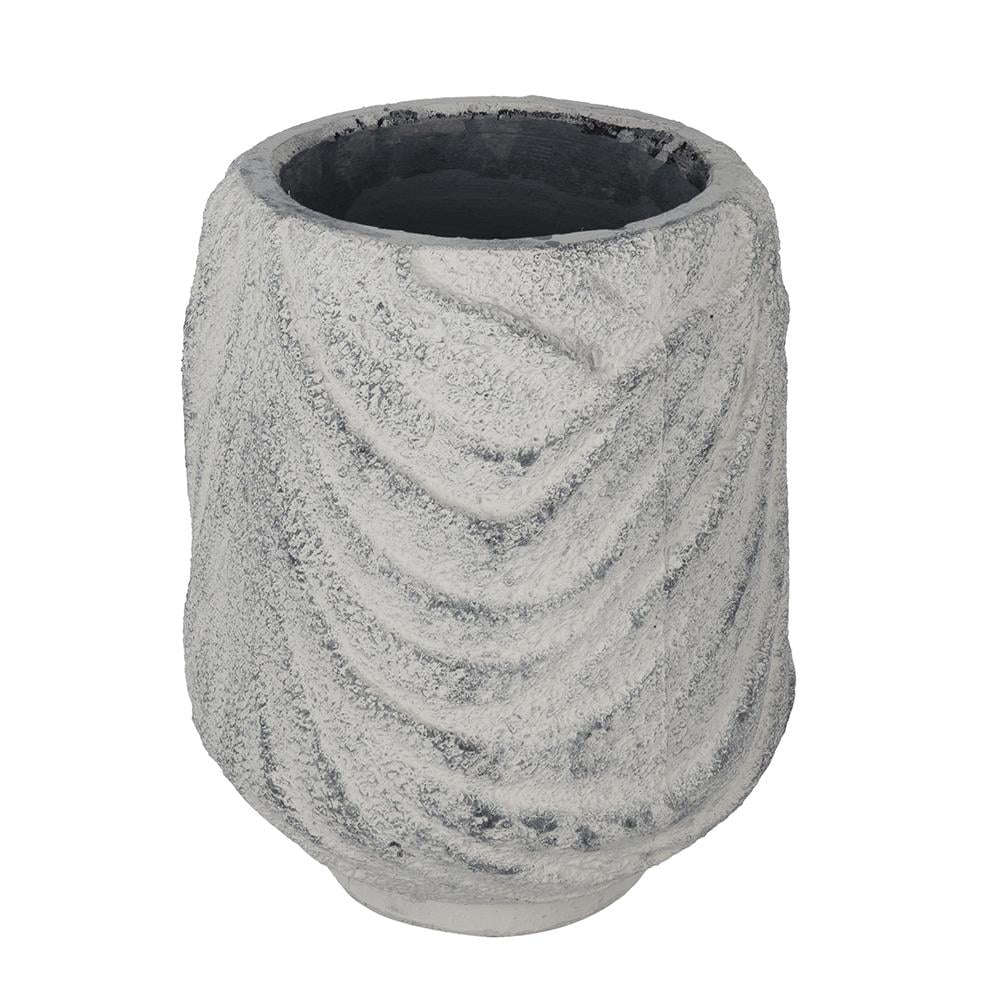 A&B Home Gray Terracotta Planter with Asymmetrical Wavy Texture 8.5