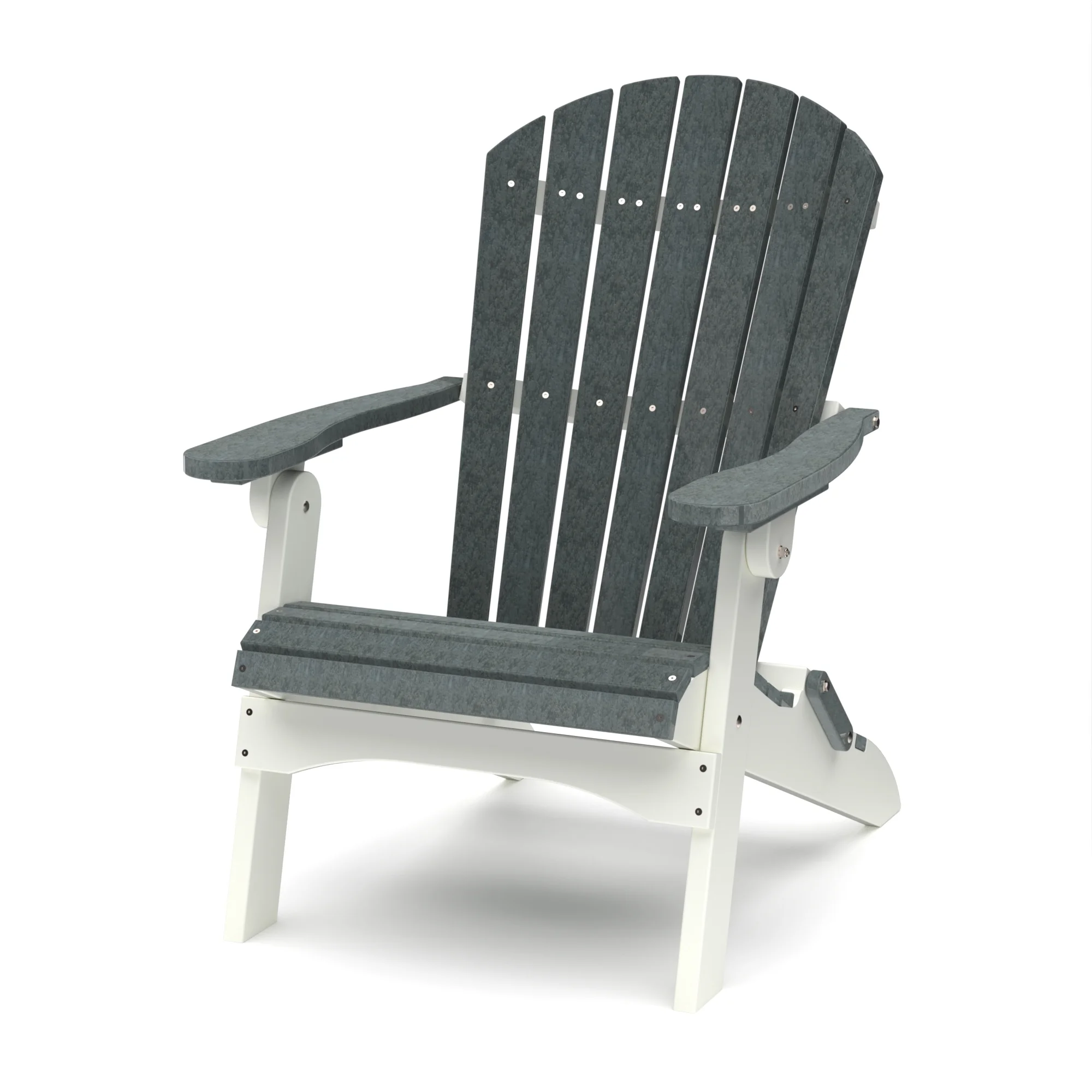 Wildridge Heritage Folding Adirondack Chair, Dark Gray and White, Outdoor Weather Resistant Poly Patio Furniture