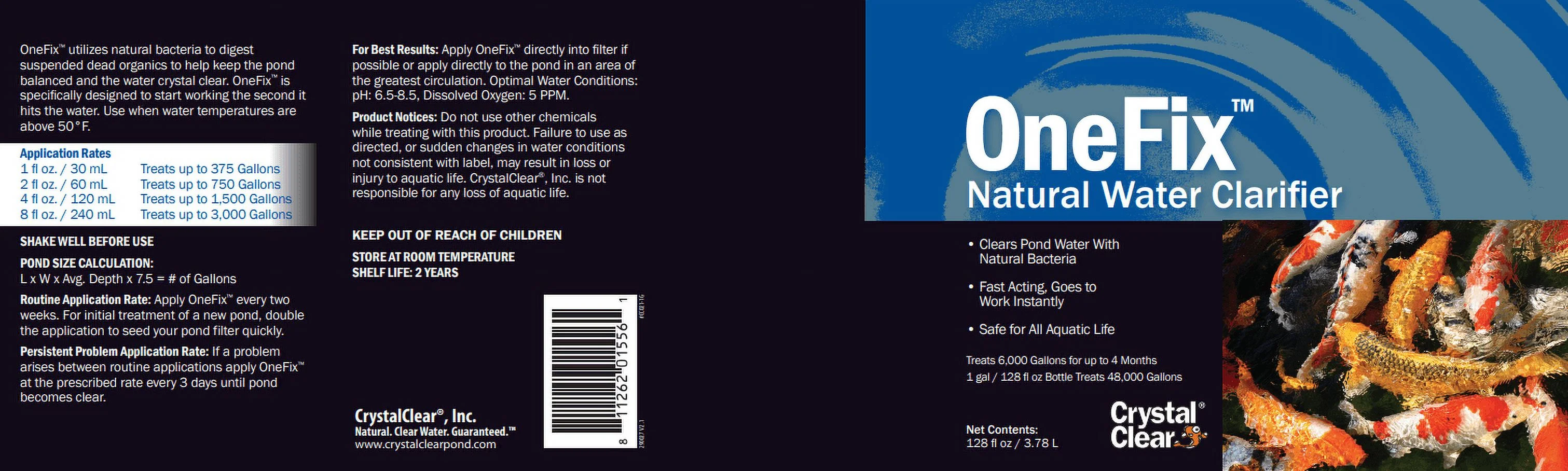 Airmax Ecosystems AMCC021-1G 128 oz Crystal Clear OneFix