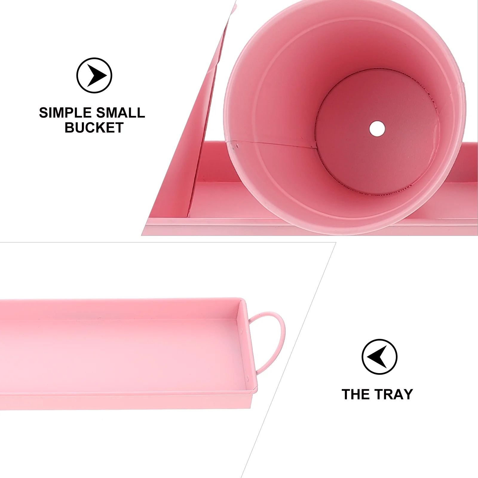 Tin Bucket Flower Pot with Tray Succulents French Planter Iron Gardening Bonsai Container