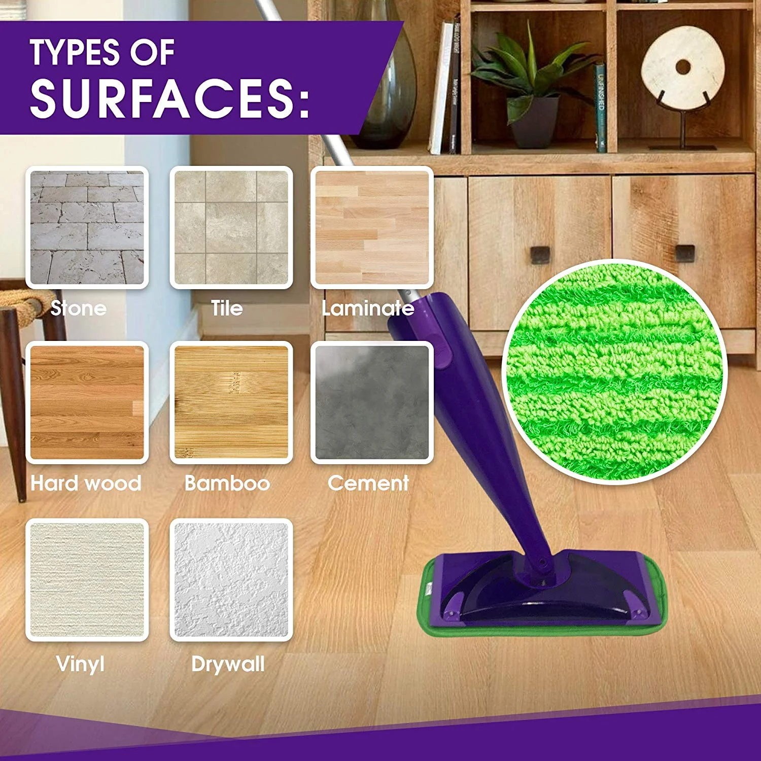 Turbo Microfiber Reusable Mop Pads Fit Swiffer WetJet 12 Inch, 4 Pack