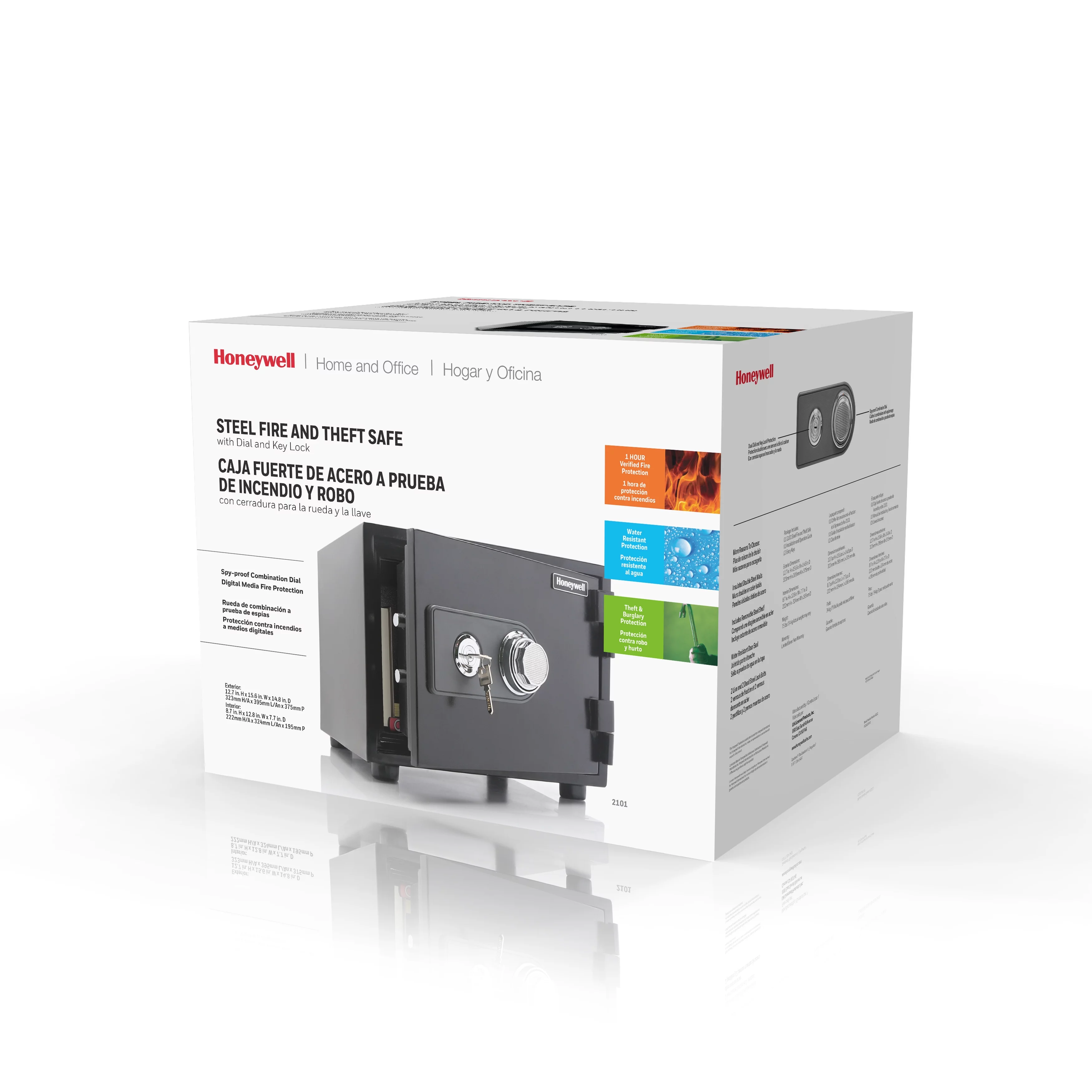 Honeywell Safes, 0.5 Cu ft, Steel Water-Resistant and 1 Hour Fire Rated Safe with Dual Dial Key Lock, 2101