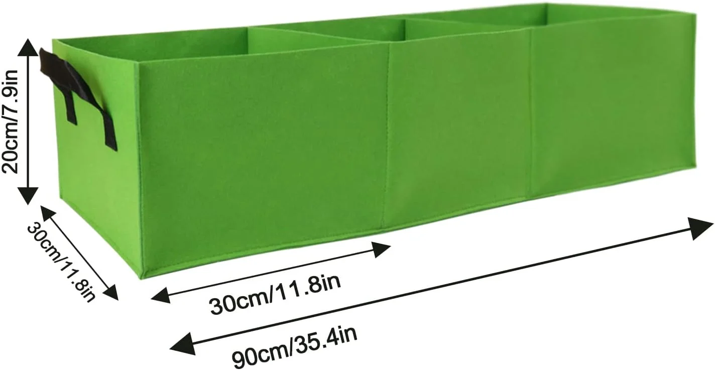 Zhuge Plant Grow Bags, 10 Pack Fabric Raised Planting Bads, 3 Holes Rectangle Grow Bag, 15 Gallon Breathable Potato Tomato Planter Pots for Outdoor Vegetables Plant Flowers (Green)