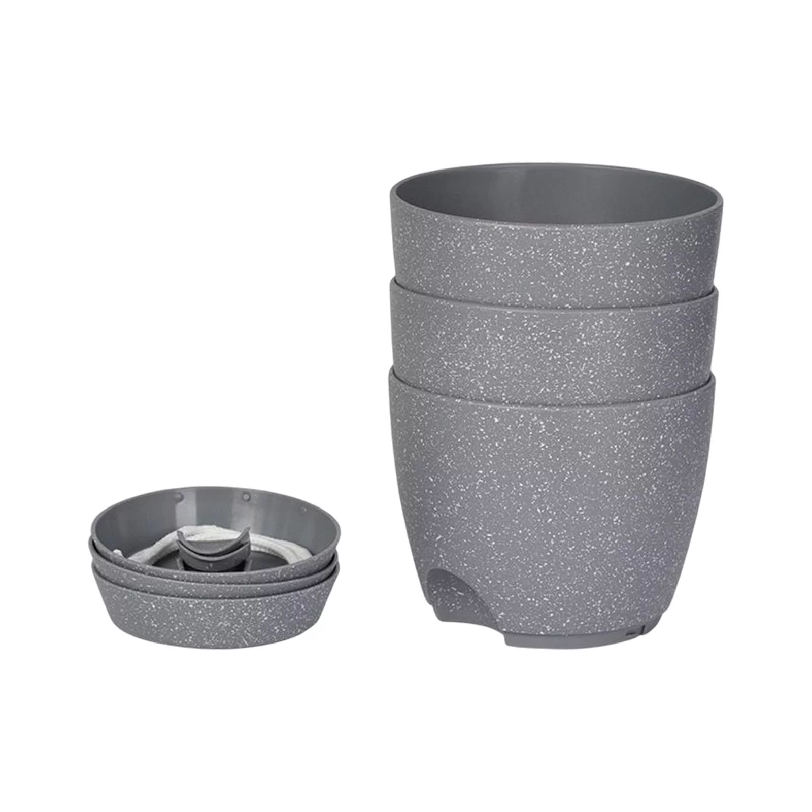 3Pcs Flower Pots Water Absorbing Flowerpot With Drainage Hole, Plant Container Watering Plant Pots For Bedrooms, Living Rooms Windowsills Gray and 7.5inch