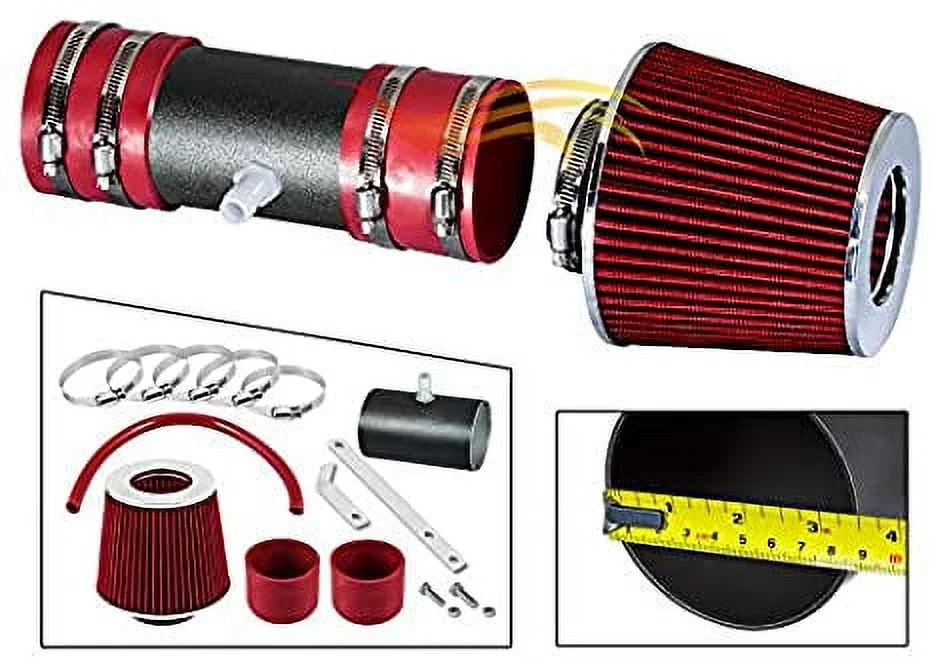 RW SERIES - MATTE BLACK PIPE RED - SHORT RAM INTAKE Compatible For 09-11 Chevy TRAVERSE/ENCLAVE/ACADIA