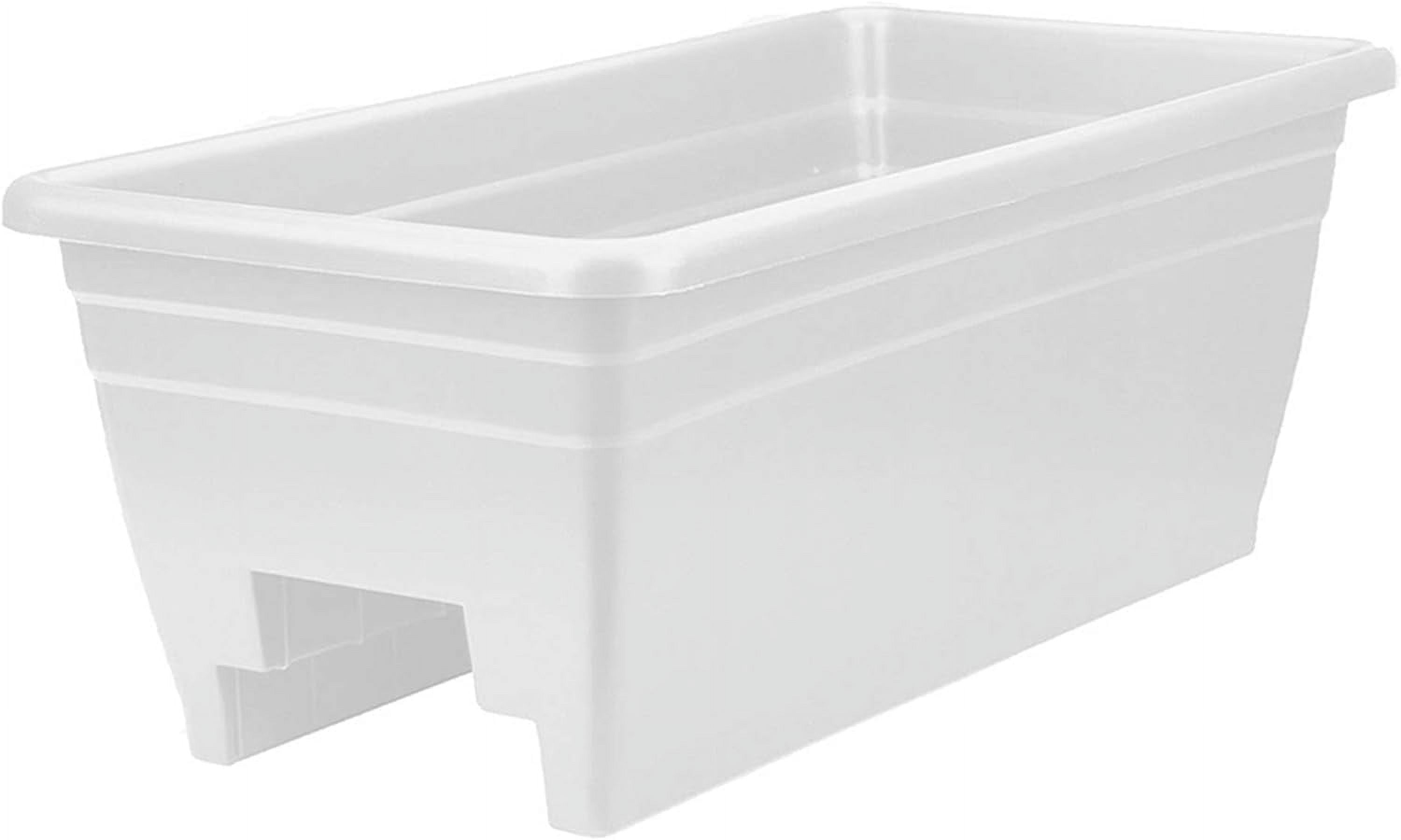 HC Companies 24 inches Deck Rail Box Planter with Easy Drainage Holes, Mounted Garden Flower Planter Boxes, White, Plastic, 4 Pack