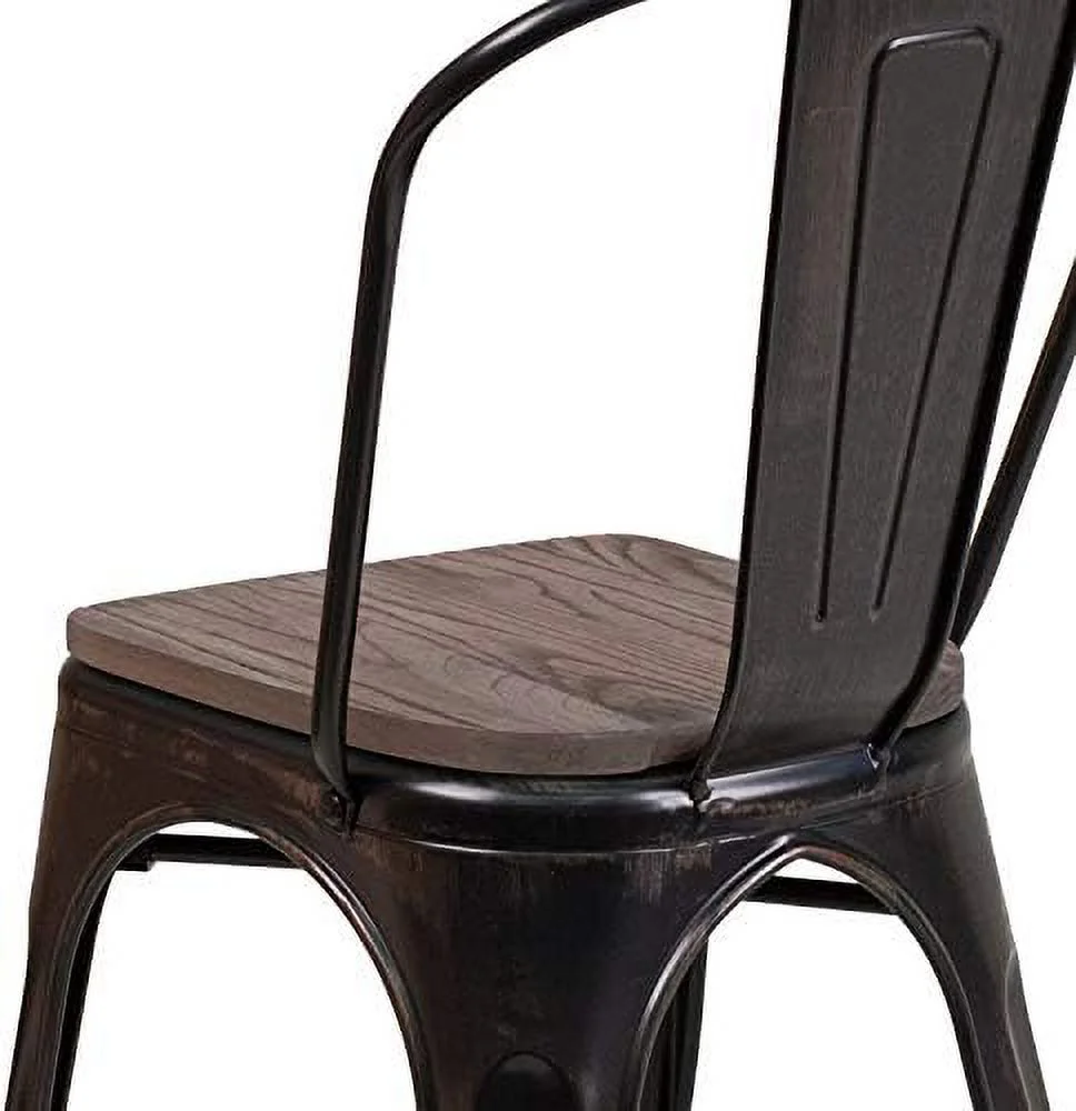 YPDCHB White Metal Stackable Chair with Wood Seat