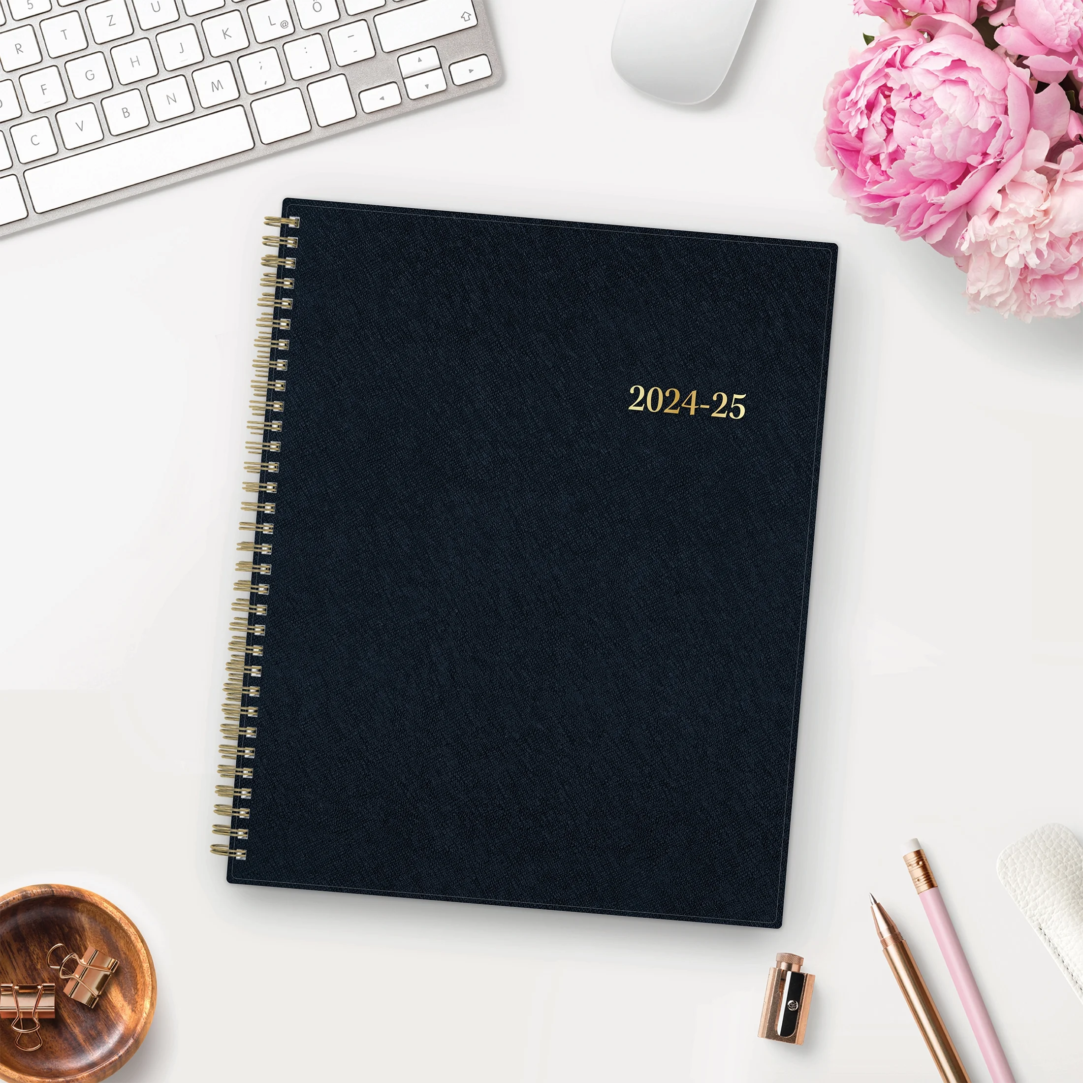 2024-25 Weekly Monthly Planner, 8.5x11, by Blue Sky, Navy Crossgrain