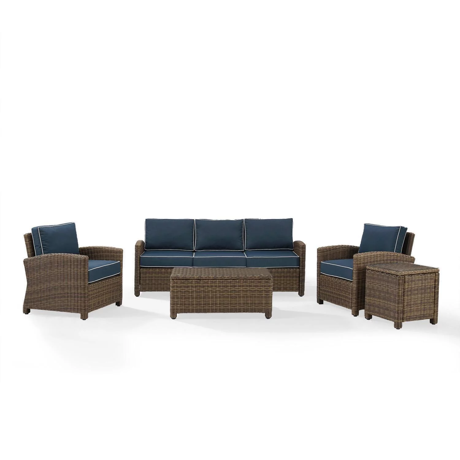 Maykoosh Artisanal Abode 5Pc Outdoor Wicker Sofa Set Sangria/Weathered Brown - Sofa, Side Table, Coffee Table, & 2 Armchairs