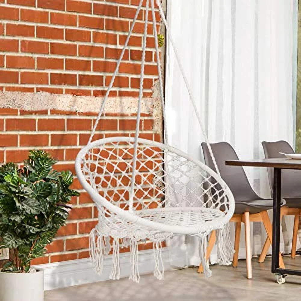 ZENY Hammock Chair, Hanging Chair for Bedroom, Hammock Swing Chair for Indoor Outdoor, Rope Swing Chairs with Macrame