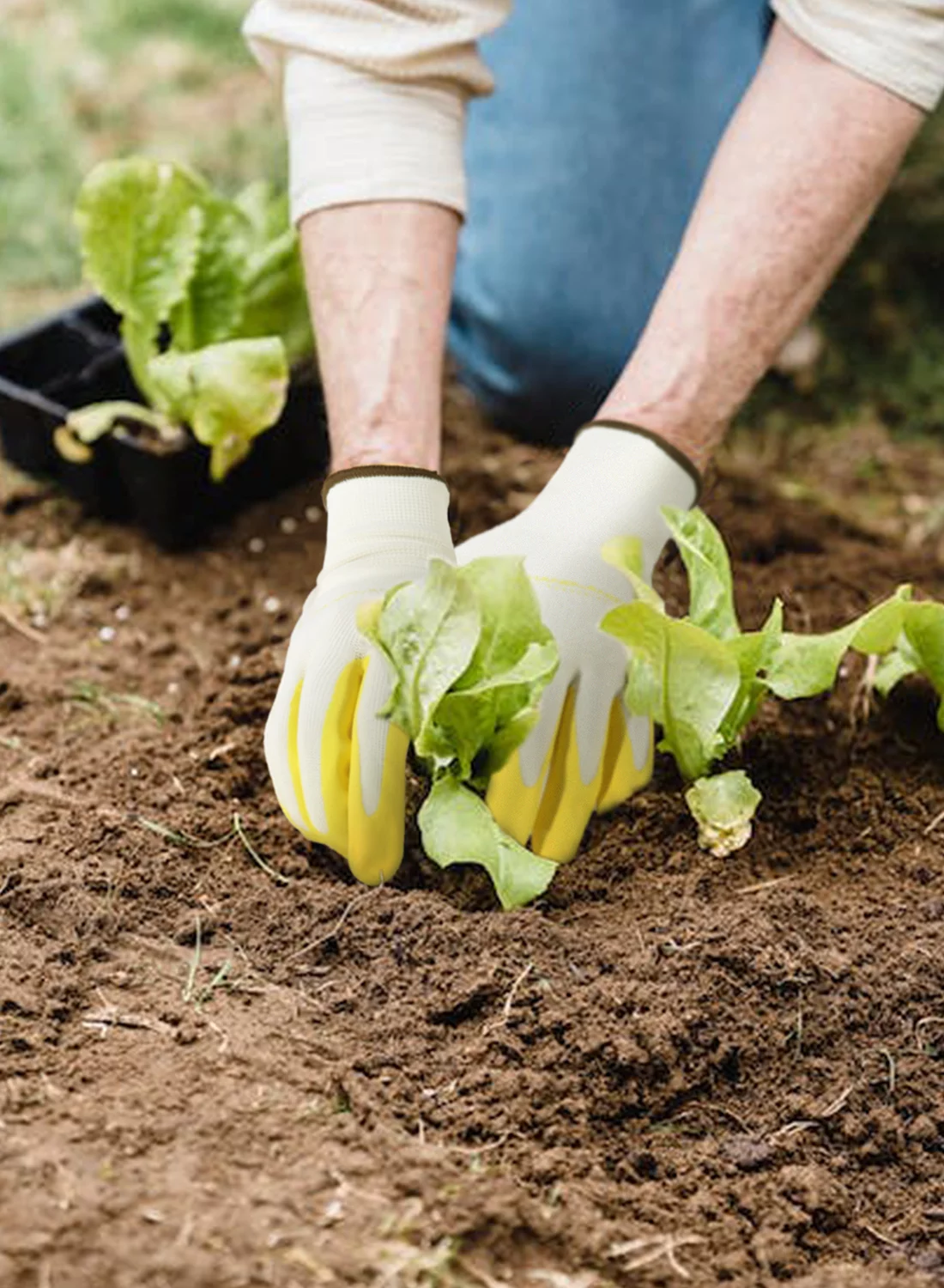 HANDLANDY 3 Pairs Women Breathable Nitrile Coated Garden Gloves Yard Work Gloves Latex Free, Medium