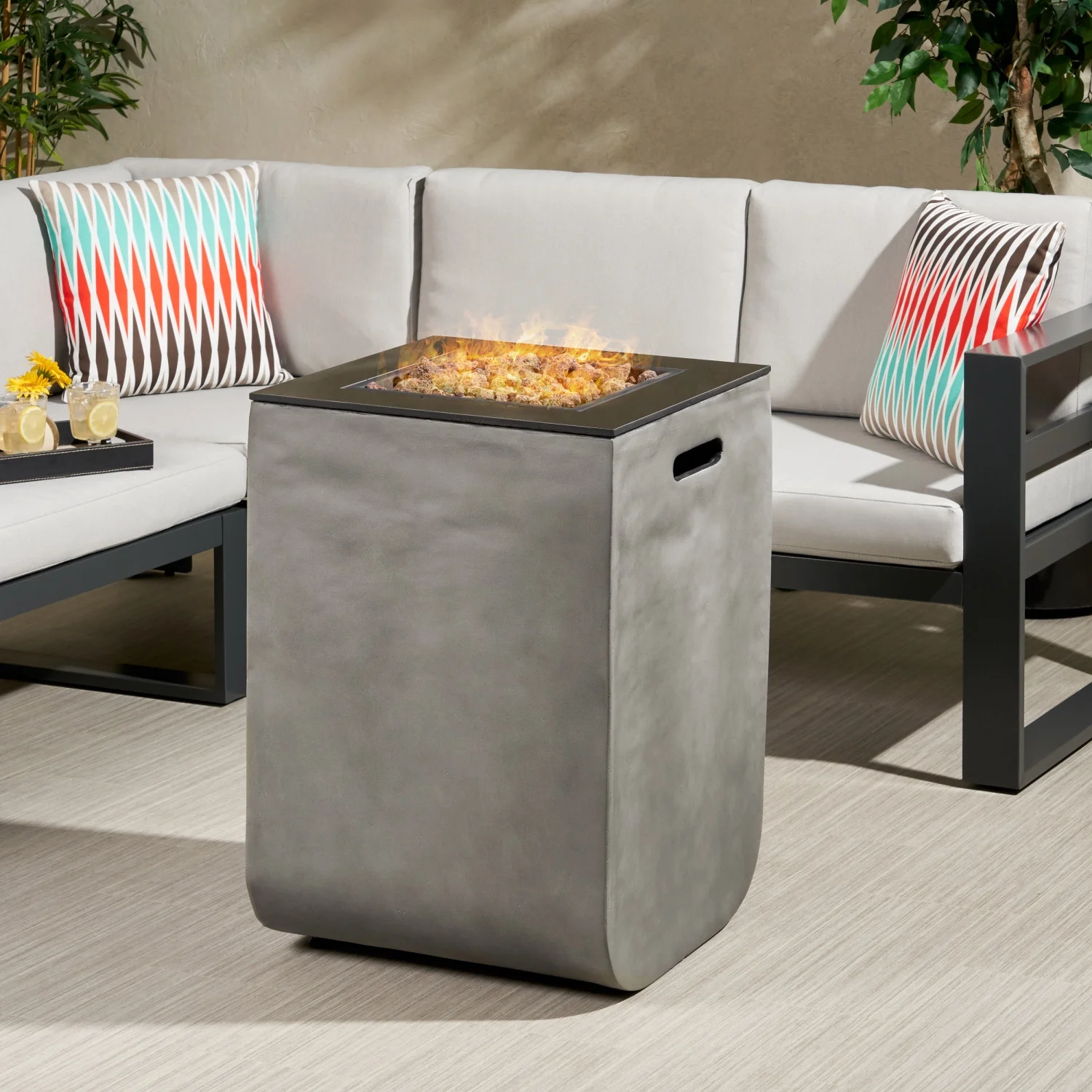 Efficient and stylish 19.5” ADIO Column MGO Fire Pit with 30 000BTU Output: Enhance your outdoor area with this highly efficient and stylish fire pit  perfect for creating a cozy atmosphe