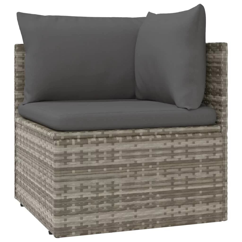 Dcenta 10 Piece Patio Set with Cushions Gray Poly Rattan